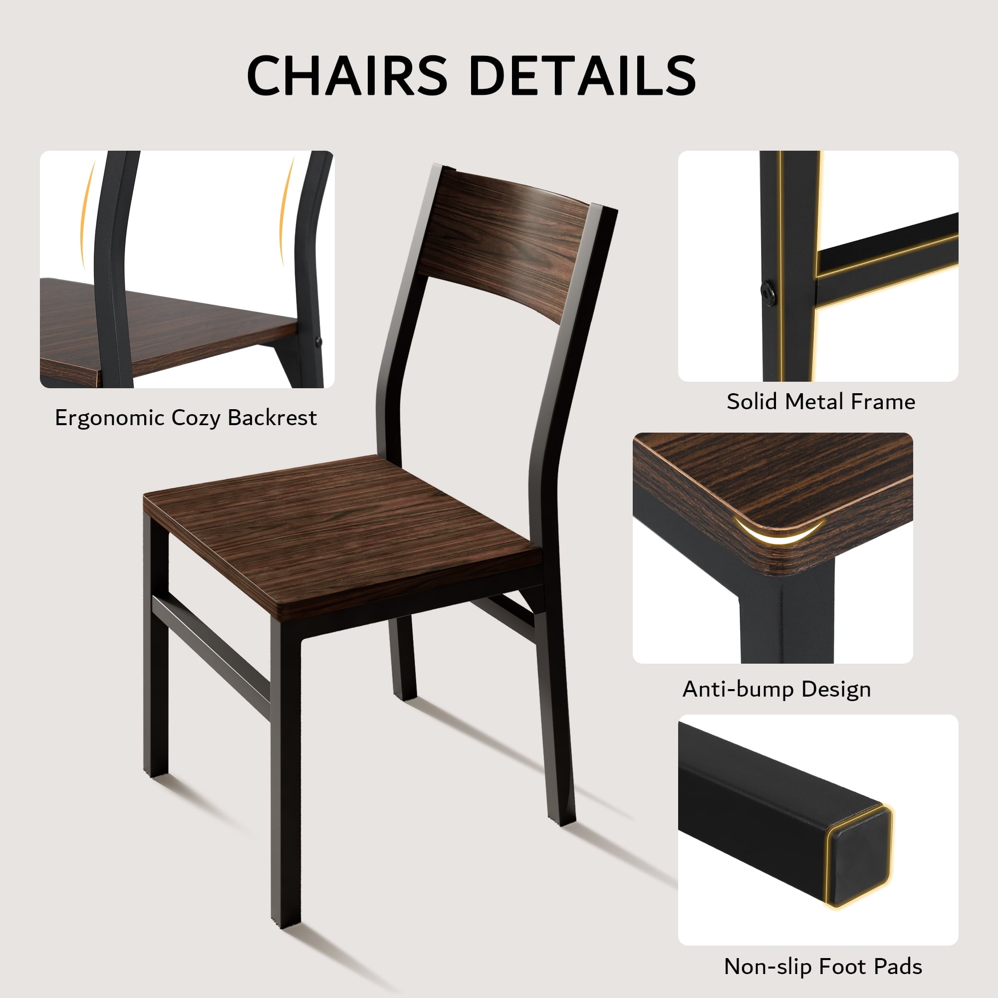 Virans 7-Piece Dining Table & Chairs Set for 4-6, 63 Extendable Kitchen Table with 6 Chairs, Dining Room Table with Metal Frame & MDF Board, Perfect for Small Space, Easy Assembly,Espresso