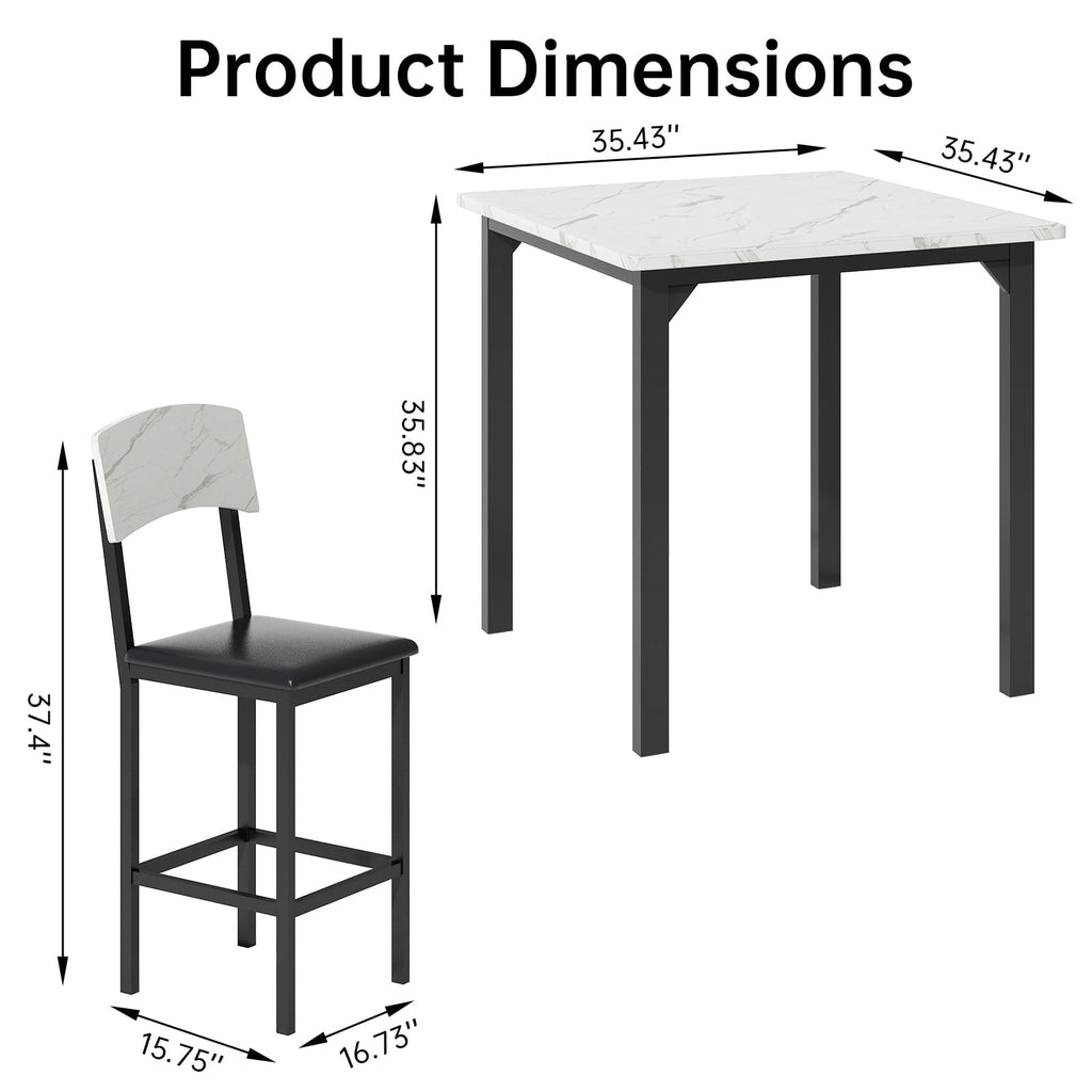 MIERES 5 Piece Dining Table Set High Top Dining Table Set for 4 Counter Height Small Kitchen Table With 4 Velvet Upholstered Chairs, Wood Small Dining Set for Bar Dining Room Breakfast