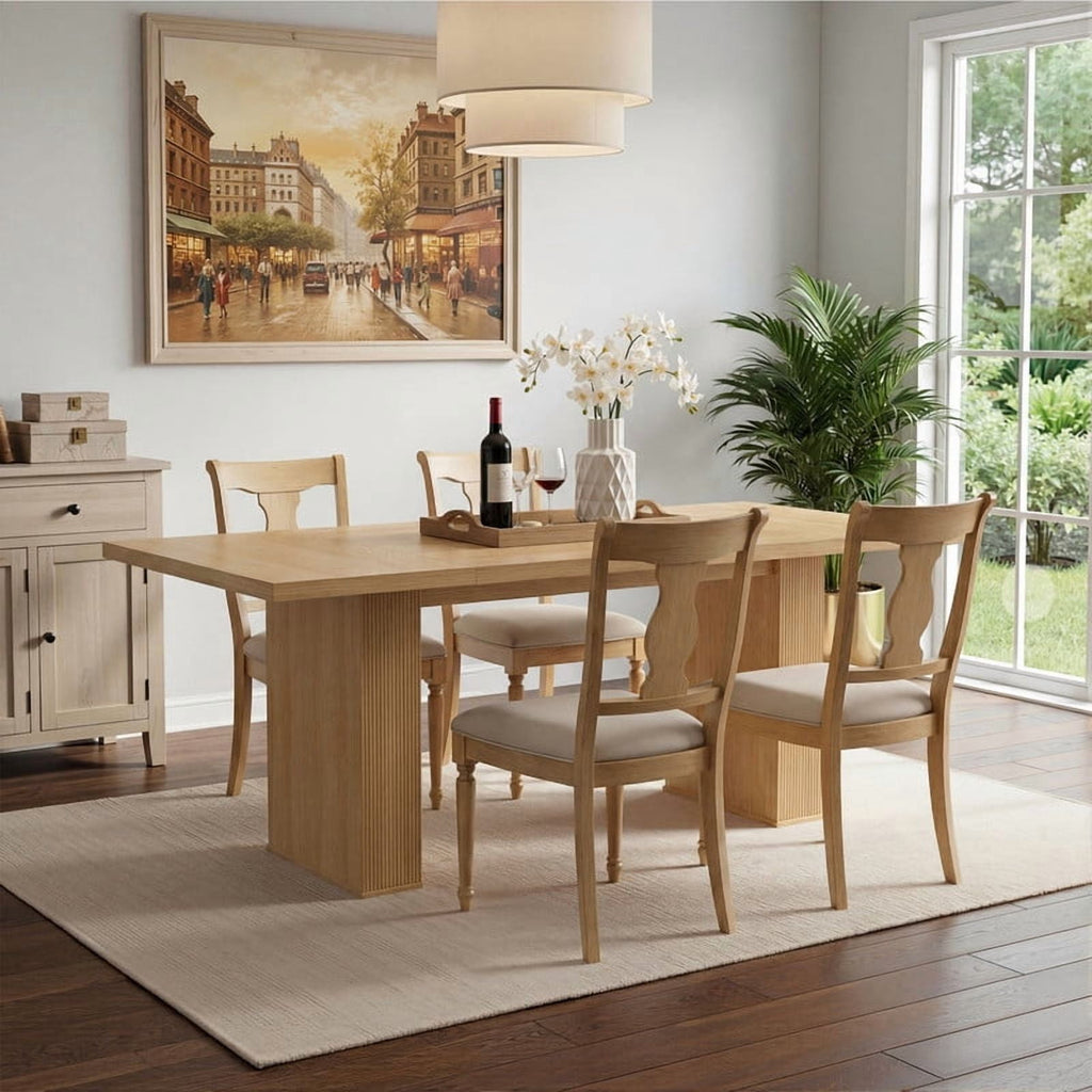 Hawsaiy Dining Table Set for 4, 78 Farmhouse Dining Table with 4 Upholstered Dining Chairs, Large Kitchen Table Set with Modern Shell Back Chairs & Metal Legs for Dining Room(Walnut + Black)