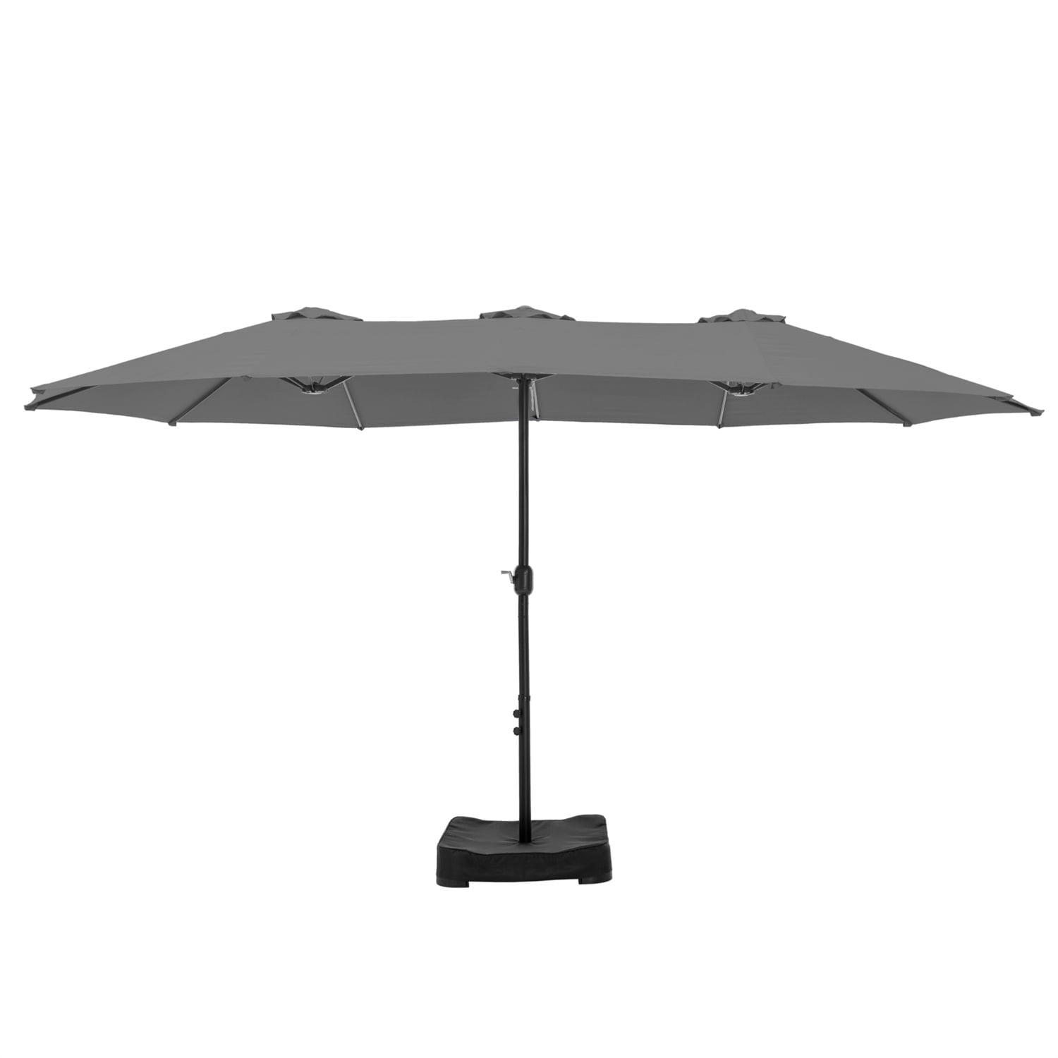 SUMMIT LIVING 15 ft Large Patio Umbrella with Base (Included) Double-Sided Rectangular Outdoor Deck Umbrella for Outside - Beige