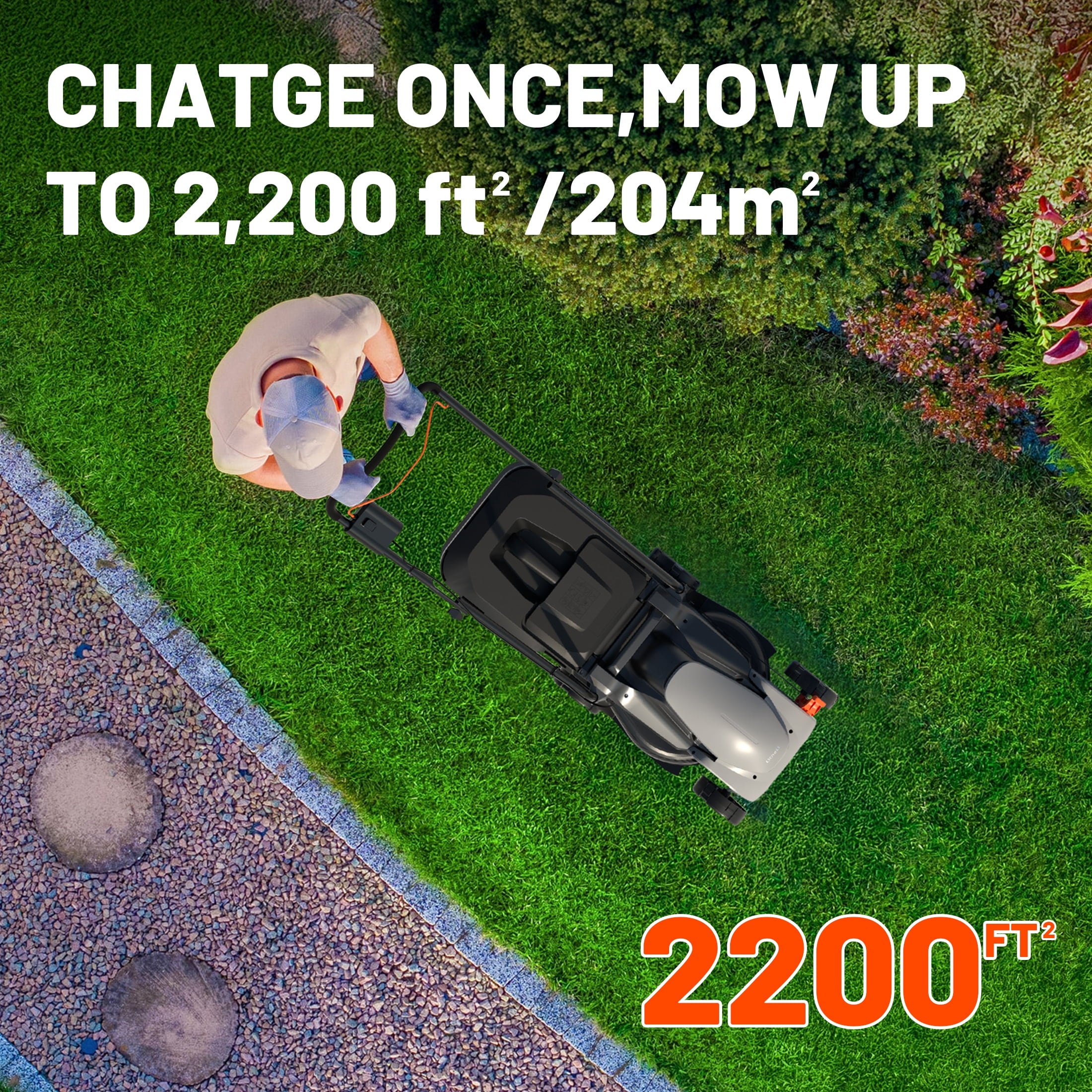 Litheli 20V Cordless Electric Lawn Mower, 13-Inch, Brushless Motor, 5-Position Height Adjustment, with 5.0Ah Battery, for Lawns & Gardens
