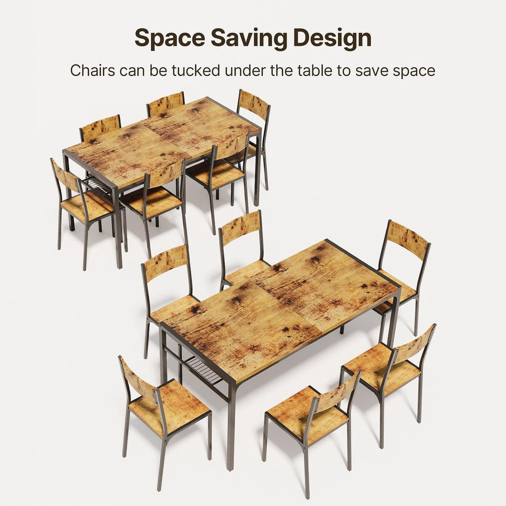 Aiho 7-Piece Dining Table Set for 6, Space-Saving Kitchen Table with Chairs, Compact Dining Furniture for Small Spaces & Apartments, Retro