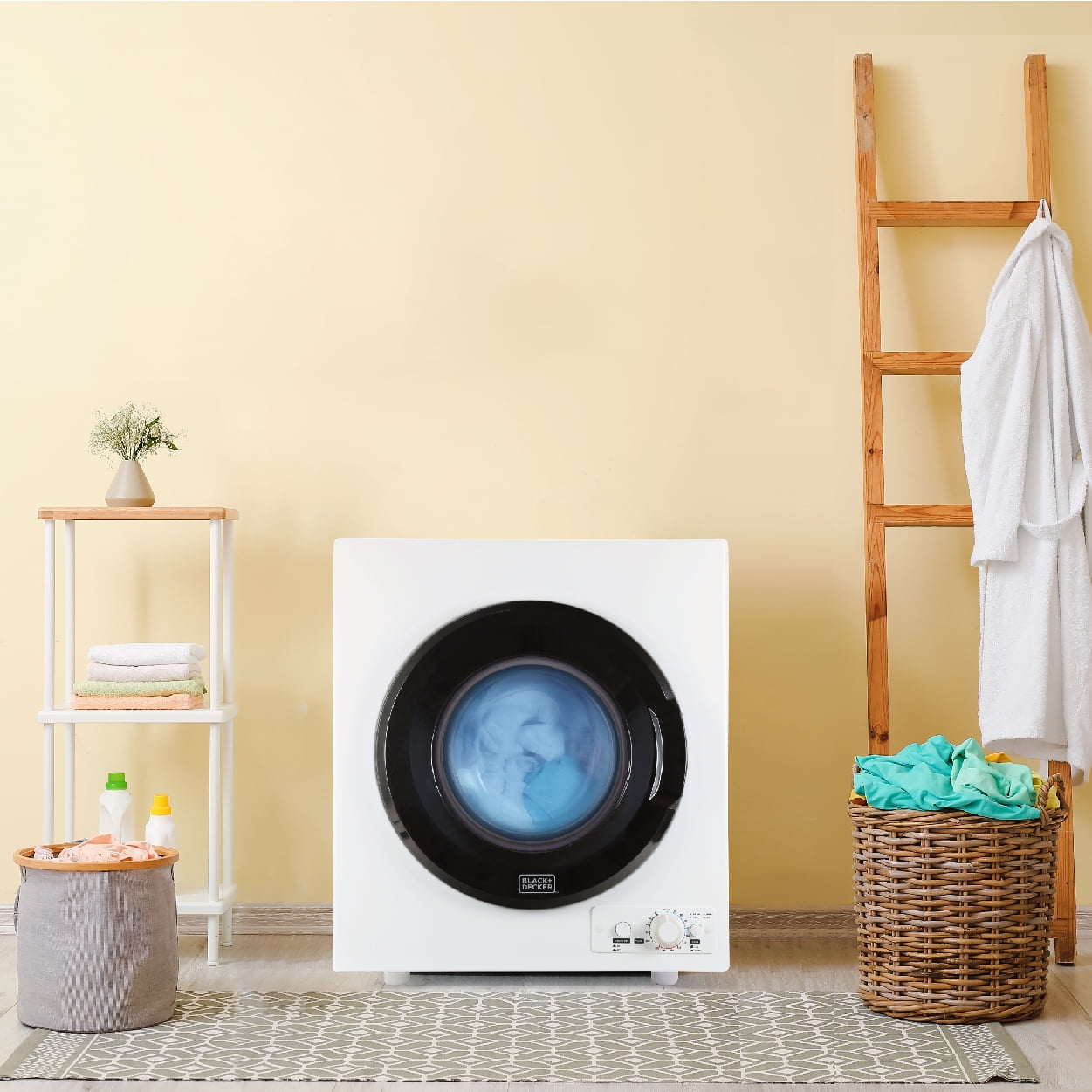 BLACK+DECKER BCED26 Compact Dryer for Standard Wall Outlet, Small, 5 Modes, Load Volume 8.8 lbs., White