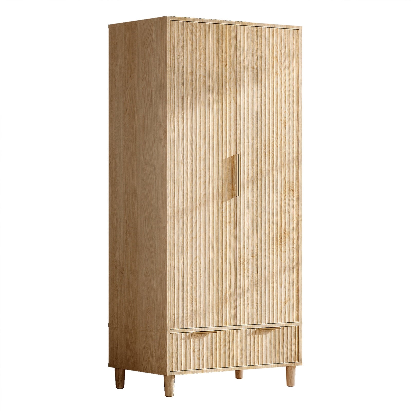 Ktaxon Wardrobe Armoire Closet with Hanging Rod, Modern Drawer & Shelf – Elegant White Finish Closet, Farmhouse to Mid-Century Style