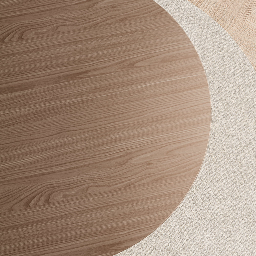 Rophefx 35.4 Solid Wood Round Dining Table with Handcrafted Relief Pedestal,Circle Dining Table,Natural