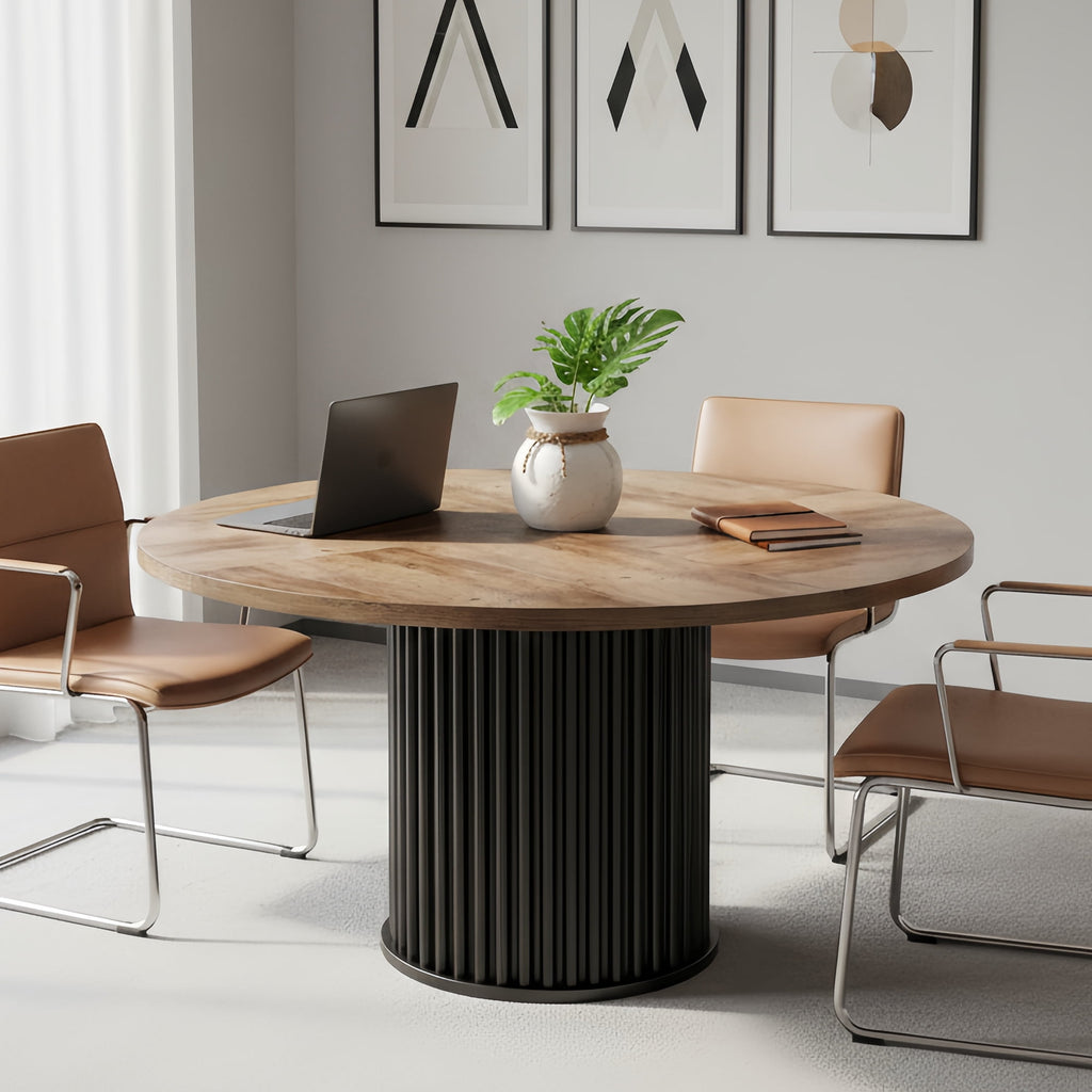 Modern Faux Marble Dining Table, 63 Rectangular 4-6 Seater Wood Table with Sturdy Base, Kitchen Living Room Dinner Table