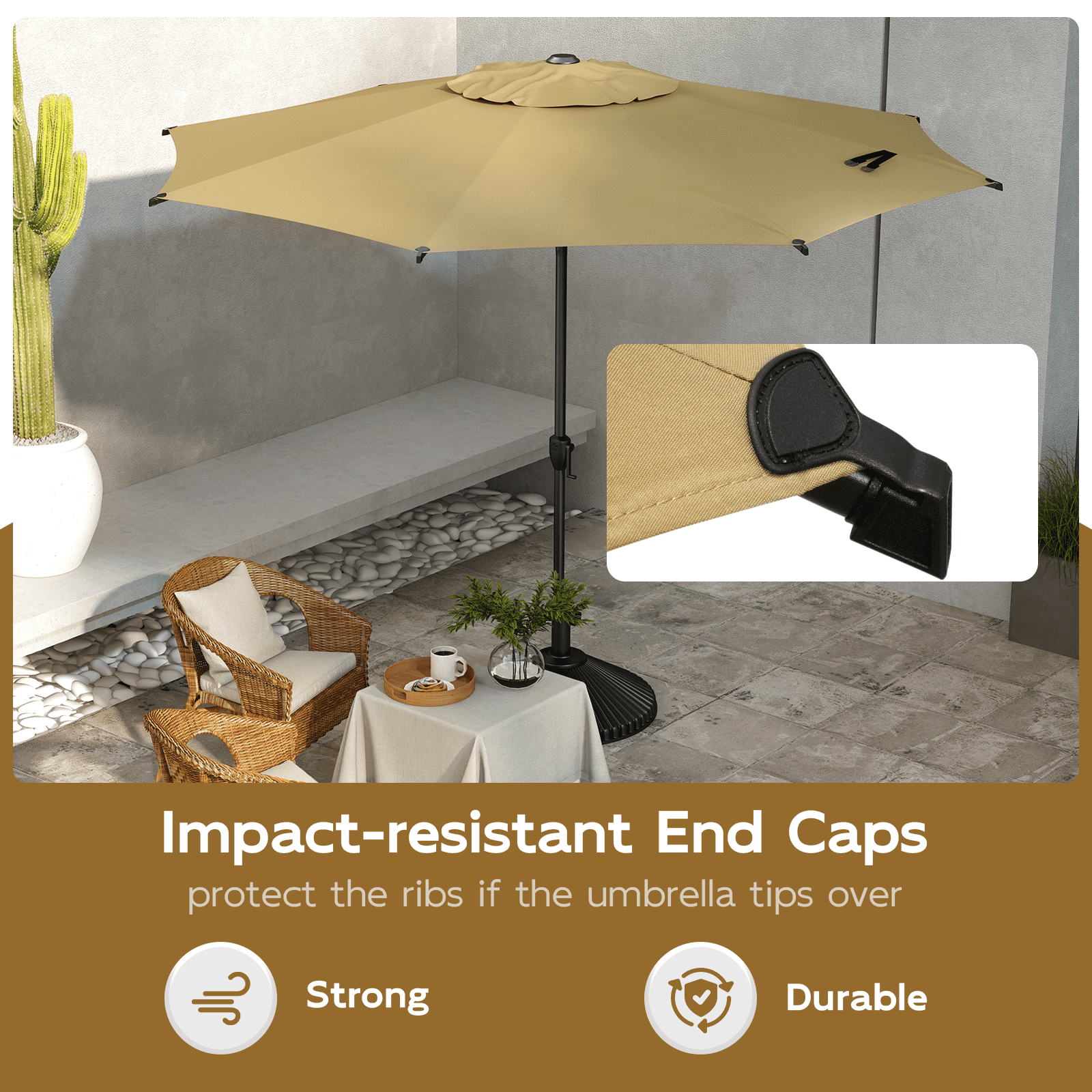 Abba Patio 11’ Vienna Offset Hanging Outdoor Cantilever Patio Umbrella, Beige