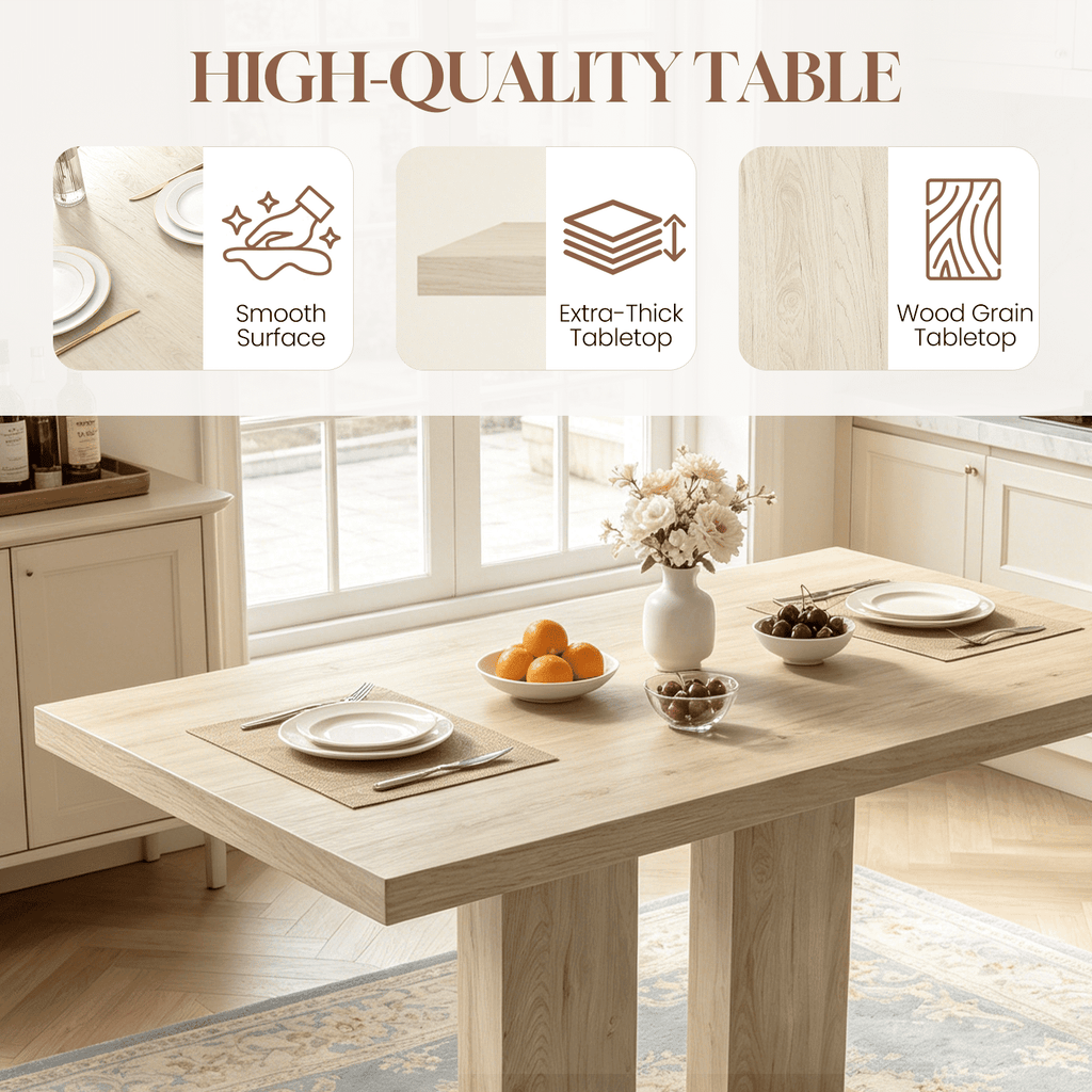 46.2 Dining Table,Modern Square Dining Table for 4-6 People,Rectangular Dining Room Table with Sturdy Pedestal Base，Rectangle kitchen Table for Living Room, Apartment
