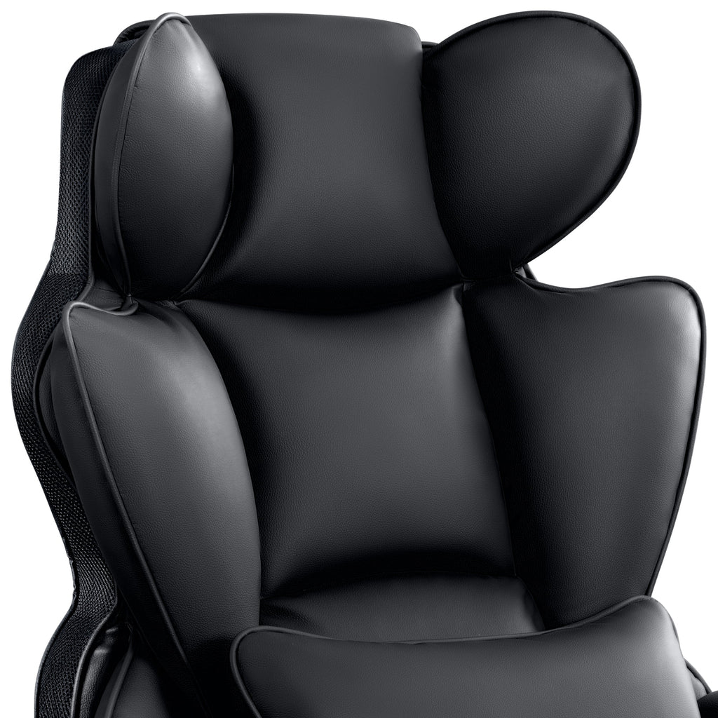 COOLHUT Big and Tall Office Chair 500LBS Wide Seat Ergonomic Computer Desk Chair, PU Leather Executive Office Chair with Footrest, Adjustable Task Chair Lumbar Back Support 8 Hour, Black