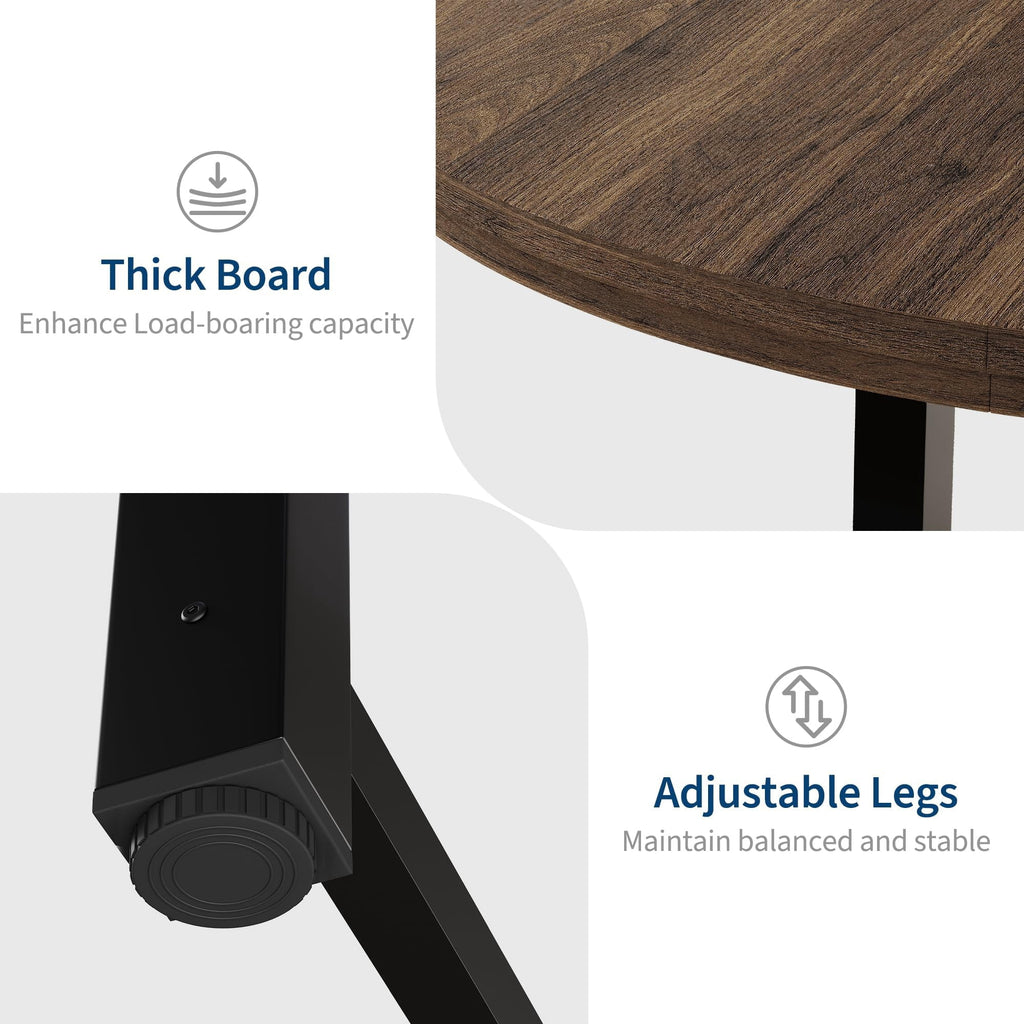 31.5 Round Dining Table for 4 People, Modern Wood Circle Kitchen Table with Sturdy Industrial Metal Frame, Small Space Saving Dining Room Table for Apartment & Breakfast Nook, (No Chairs), Walnut