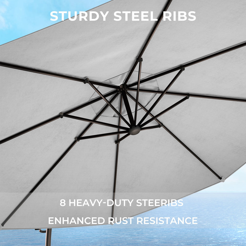 GRANDPATIO 12 ft Deluxe Aluminium Patio Umbrella with Base, Large Offset Outdoor Umbrella, Navy Blue