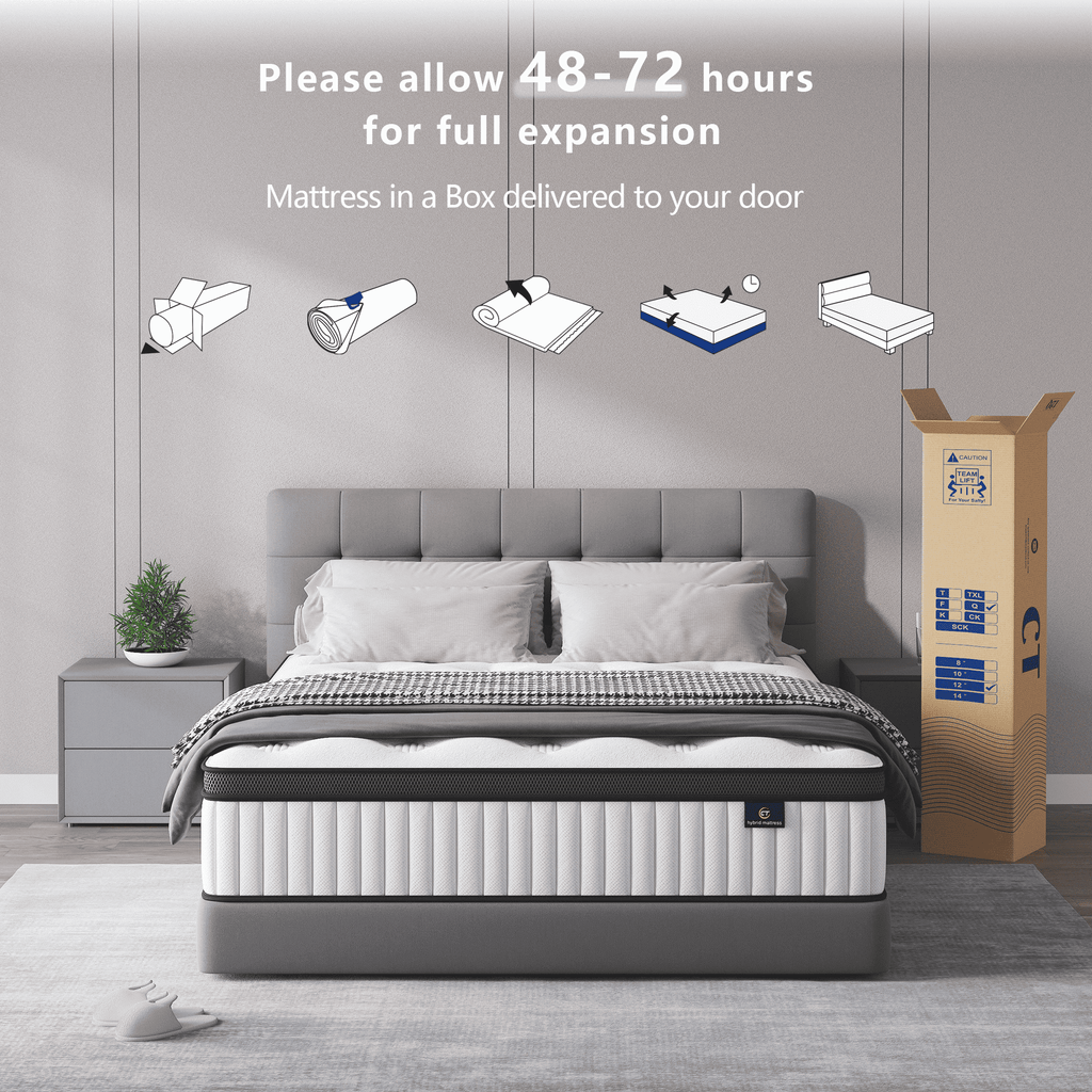 Madevos Queen Mattress in a Box, 10 inch Memory Foam individual Pocket Spring Hybrid Mattress - Medium Firm Support with Soft & Breathable