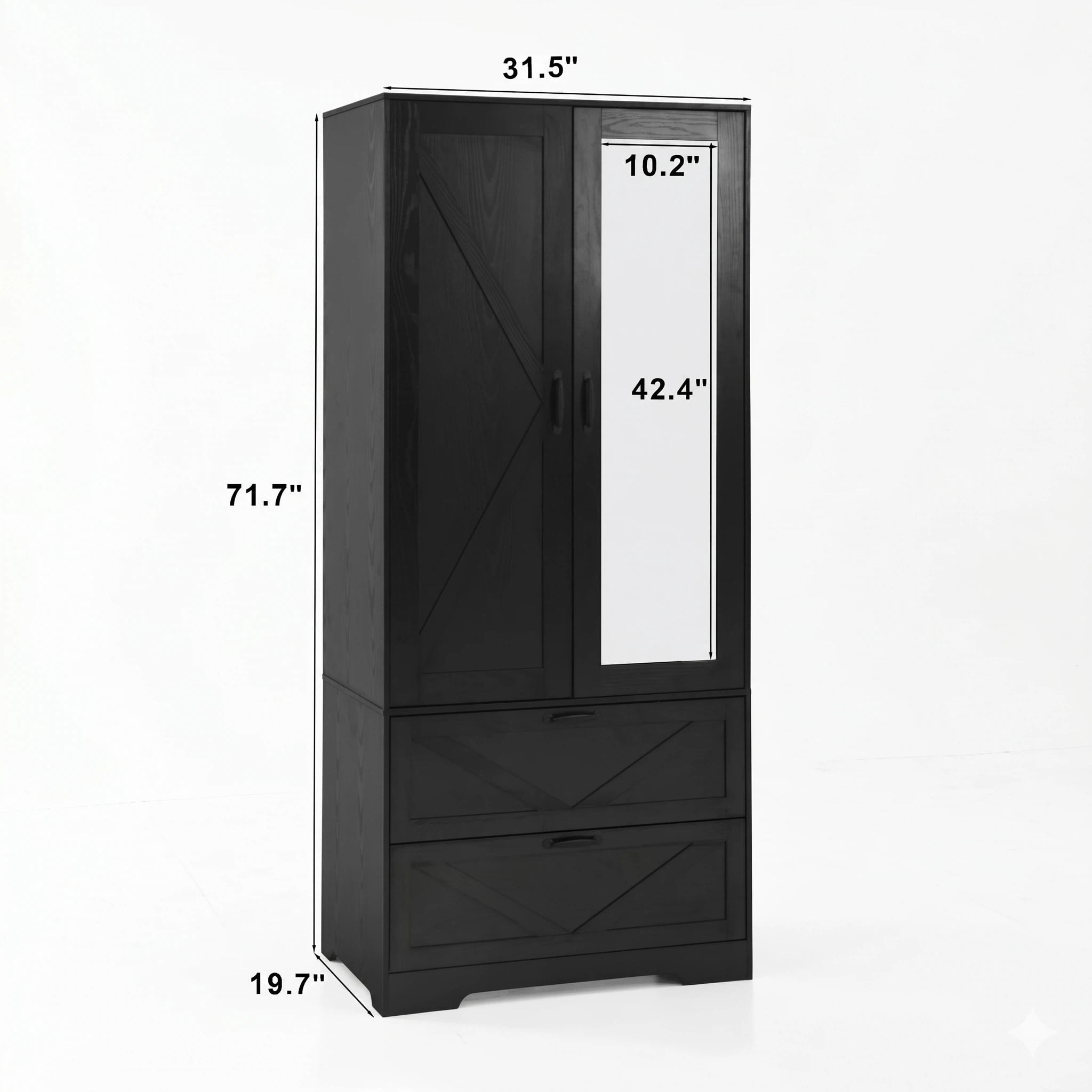 AISWORD 60 Tall Metal Wardrobe Cabinet with 1 Drawer and Hanging Rod, 2 Doors Closet with Adjustable Shelf, White