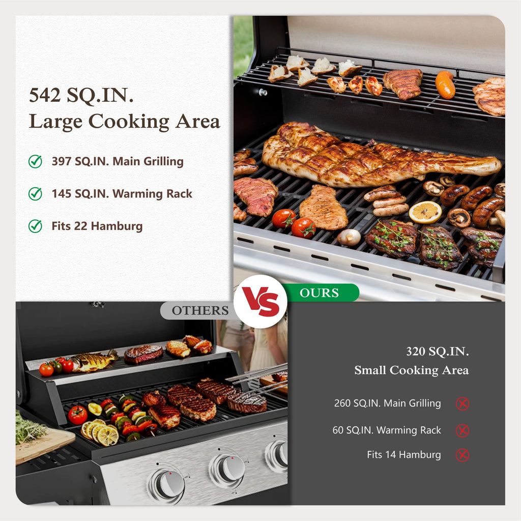 Alpha Joy 4-Burner Propane Gas Grill and Griddle Combo with Side Burner in Black
