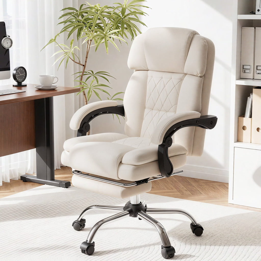 HOMREST Ergonomic Office Chair with 6-Point Massage & Heating, Adjustable Executive Desk Chair with Retractable Footrest, PU Leather Home Office Desk Chair for Home & Office (Black)