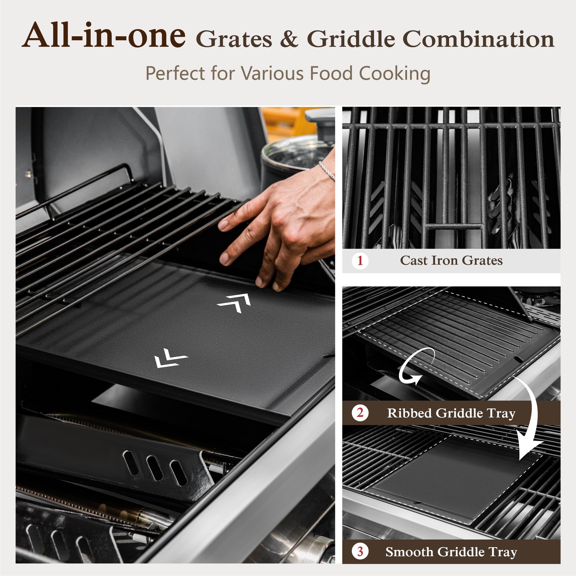 Alpha Joy 4-Burner Propane Gas Grill and Griddle Combo with Side Burner in Black