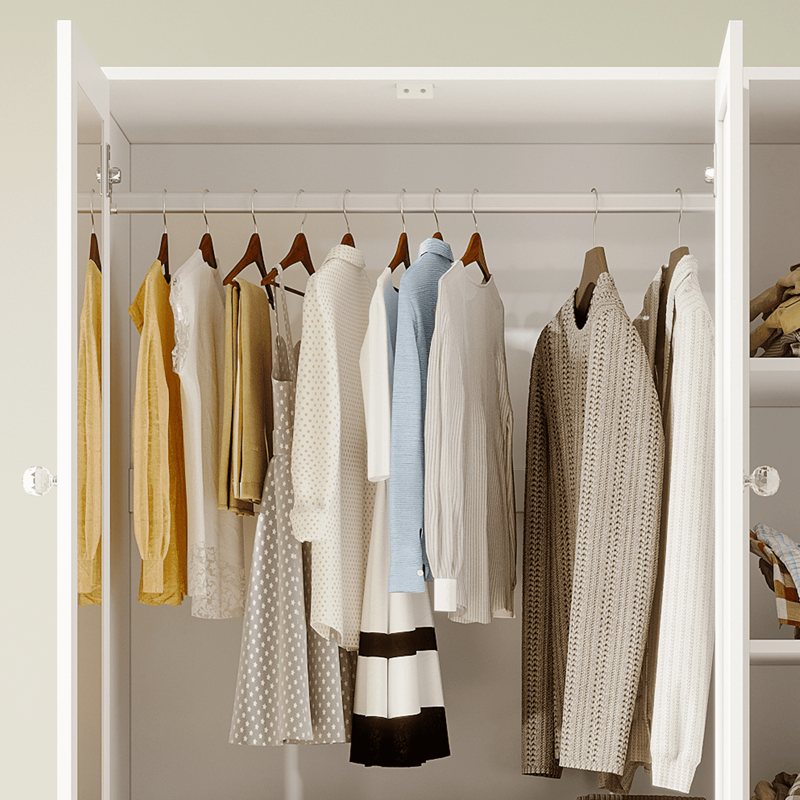 Richya Wardrobe Closet Armoire Storage Cabinet 3 Doors with Hanging Rod for Hanging Clothes Bedroom Large Capacity Tall Freestanding Armoire Organizer with Shelves particle board