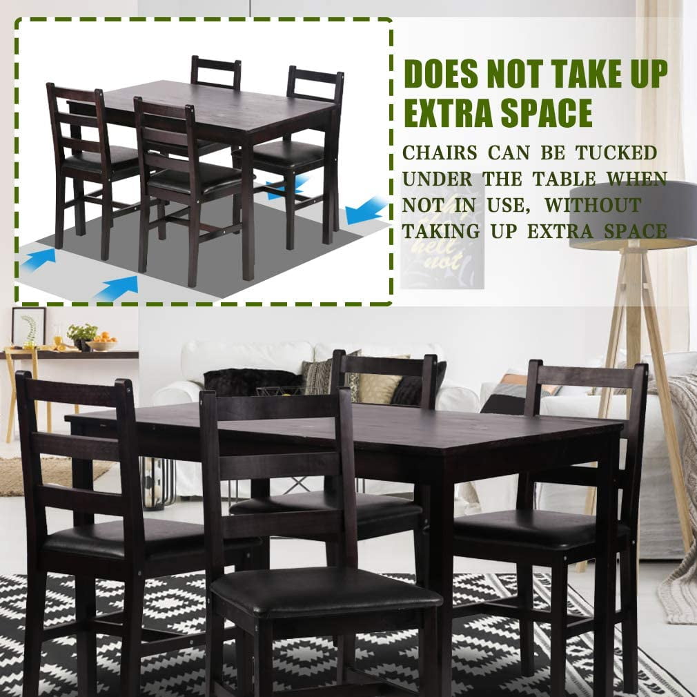 Dining Table Set, 5 Pieces Kitchen Dining Table with 4 Dining Chairs Pine Wood Kitchen Dinette Table
