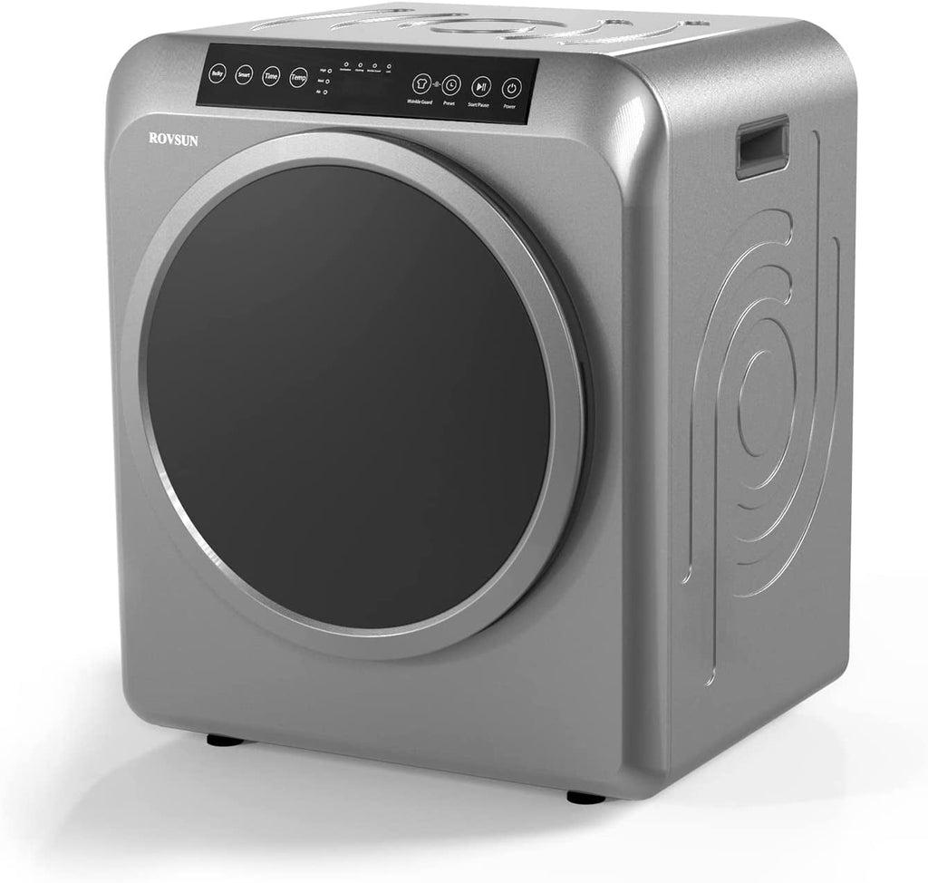 VINGLI 13.2LB Portable Clothes Dryer, 3.5 Cu.Ft Front Load Laundry Electric Tumble Dryer with LCD Touch Screen, UV Disinfection for Apartment, Home, Dorm-110V, Luxury Grey