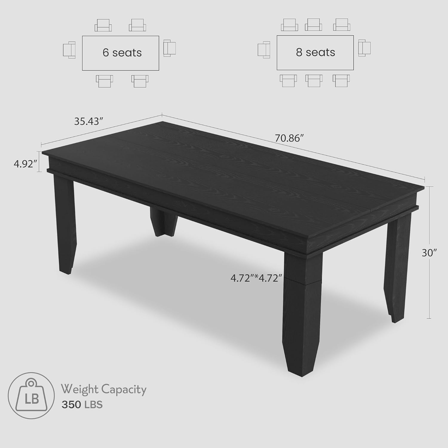 Farmhouse Dining Table for 6-8 People, Versatile Modern Wooden Dinner Table Kitchen Table for Dining Room Conference Room