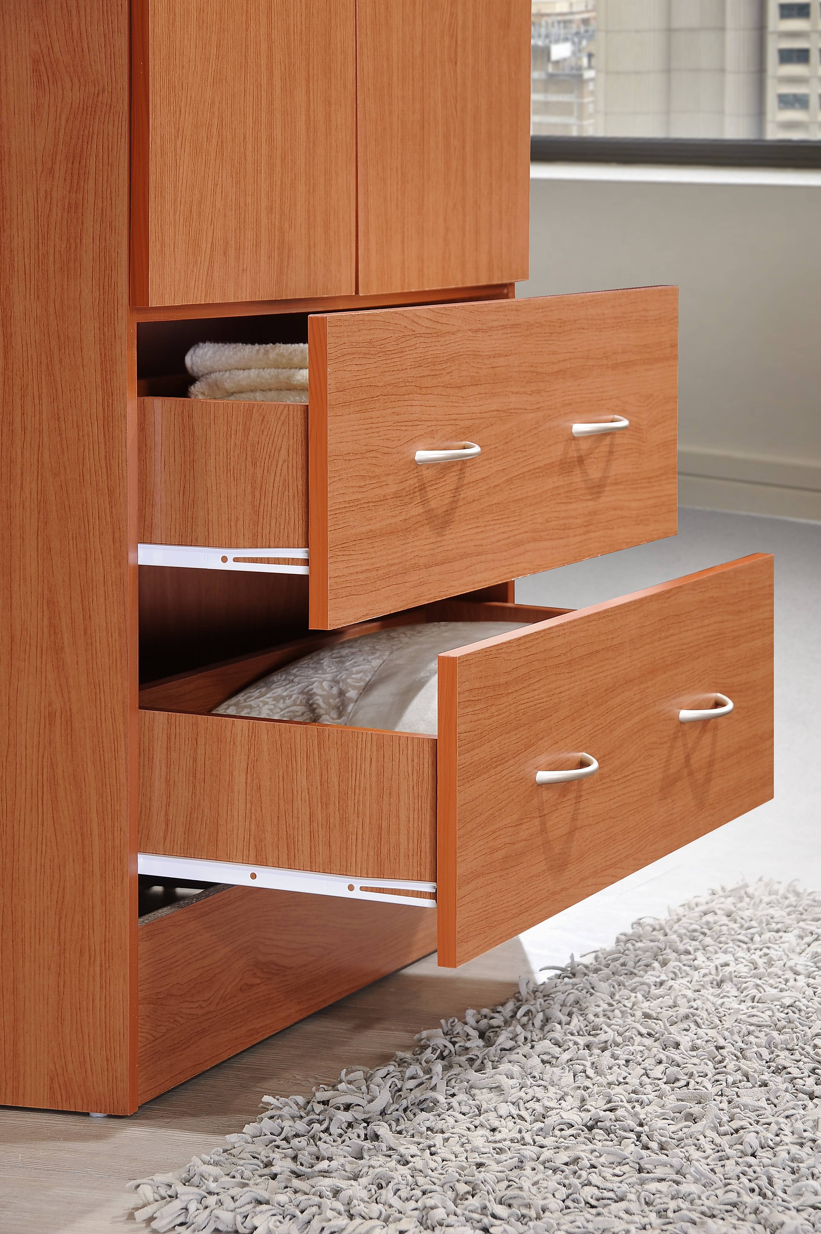 Hodedah 2-Door Armoire with 2-Drawers and Clothing Rod in Black
