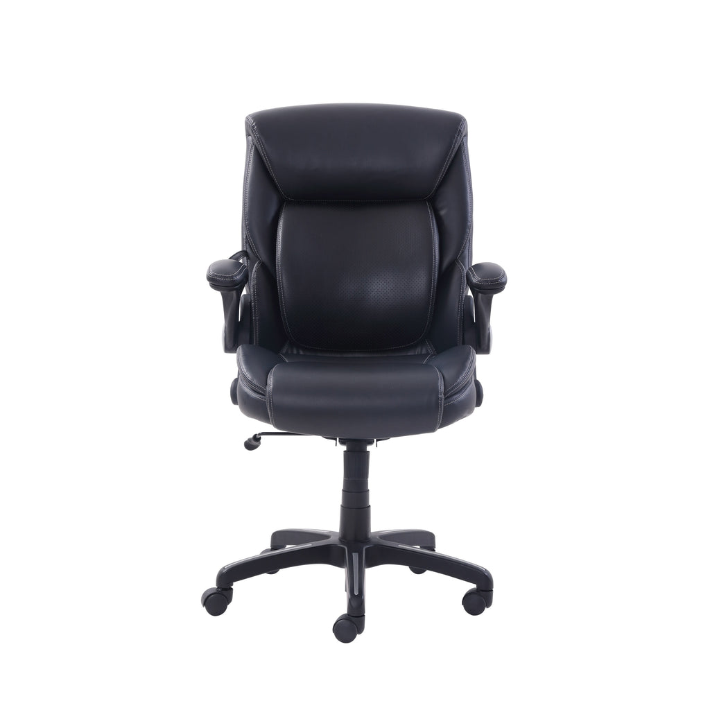 Serta Air Lumbar Bonded Leather Manager Office Chair, Gray Faux Leather