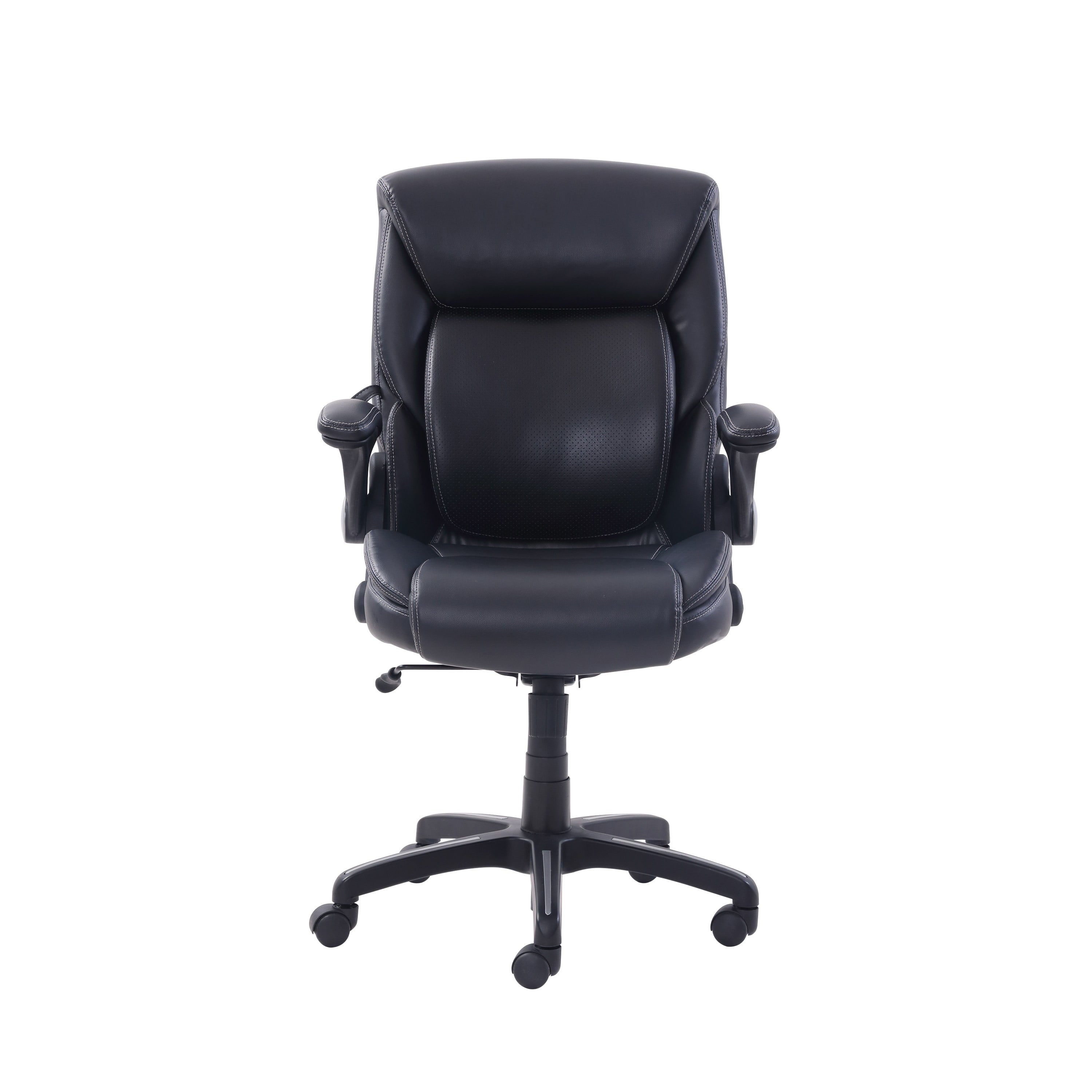 Serta Air Lumbar Bonded Leather Manager Office Chair, Gray Faux Leather