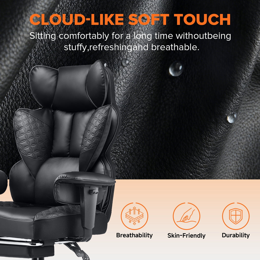 CloudRest Pro 400lbs Executive heavy duty office chair, High Back Ergonomic Computer Desk Chairwith Lumbar Back Support, Black