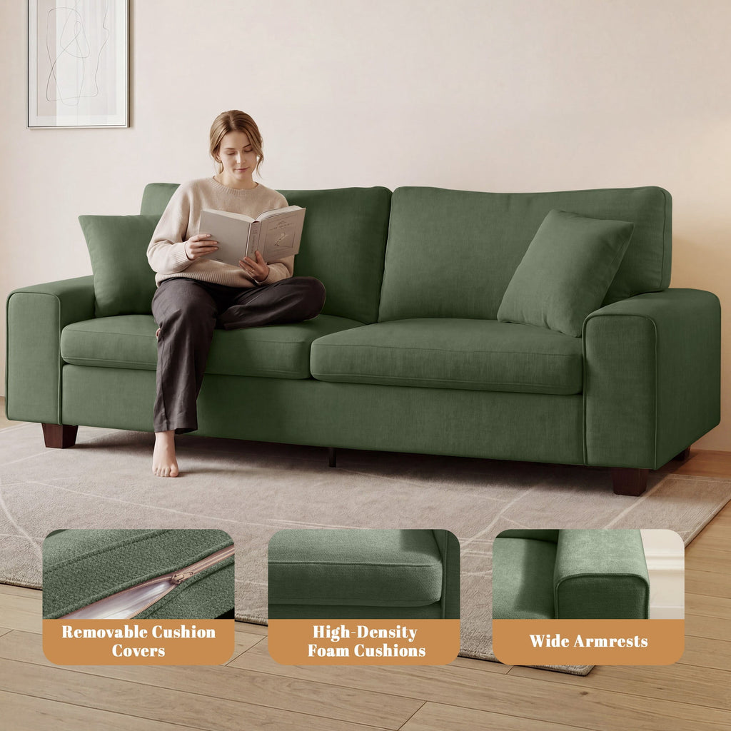 Poshby 71.25''W Loveseat 2 Seater Couch Sofa with Chenille Material, Modern for Living Room, Beige