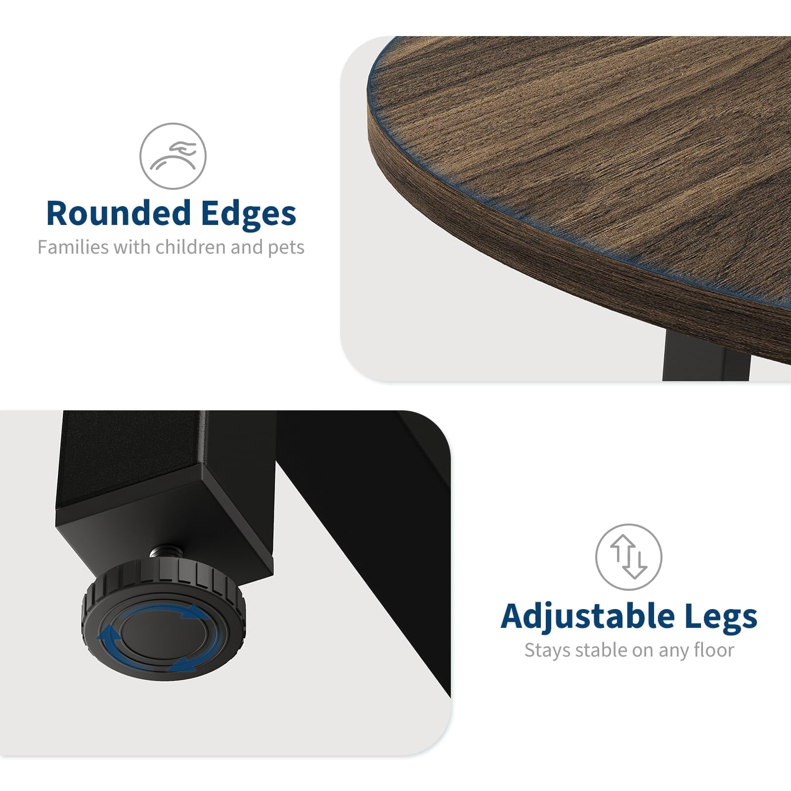 31.5 Round Dining Table for 4 People, Modern Wood Circle Kitchen Table with Sturdy Industrial Metal Frame, Small Space Saving Dining Room Table for Apartment & Breakfast Nook, (No Chairs), Walnut