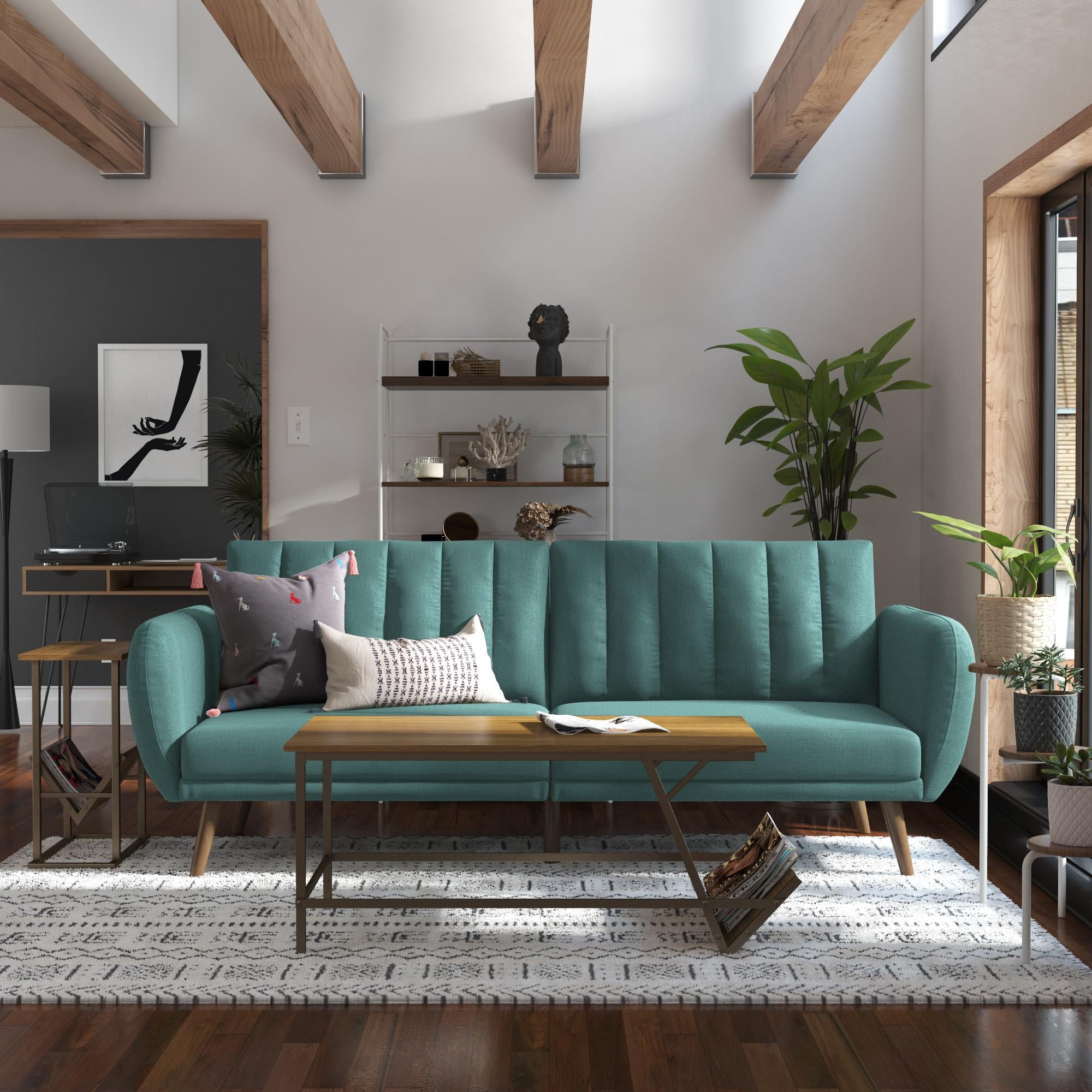 Novogratz Brittany Futon, Blue Linen