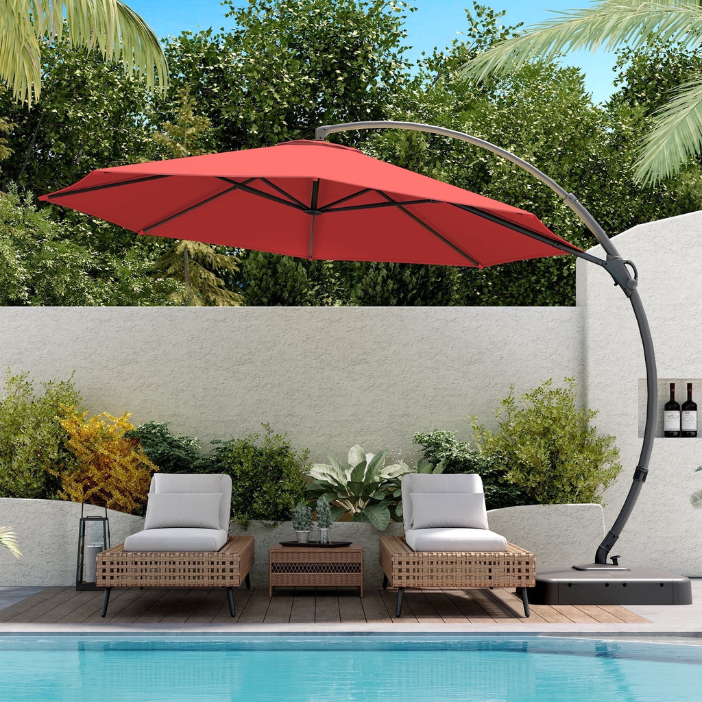 LAUSAINT HOME 11 FT Outdoor Patio Umbrella with Base, Aluminum Cantilever Umbrella with Crank, Gray