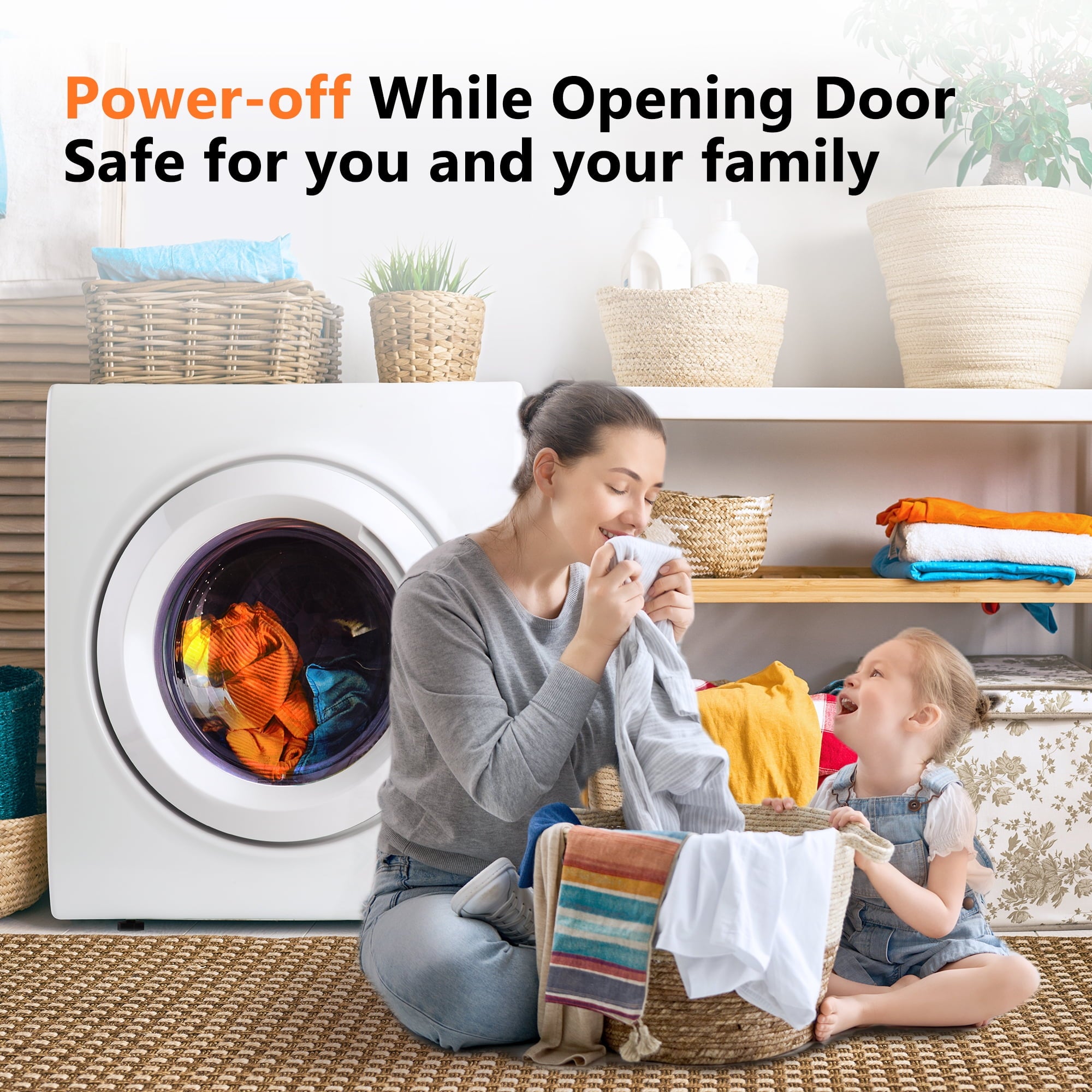 EUHOMY 2.6 Cu.ft Large Capacity Portable Dryer, 1400W Energy-Efficient & Quiet Drying for Apts, Dorms & RVs