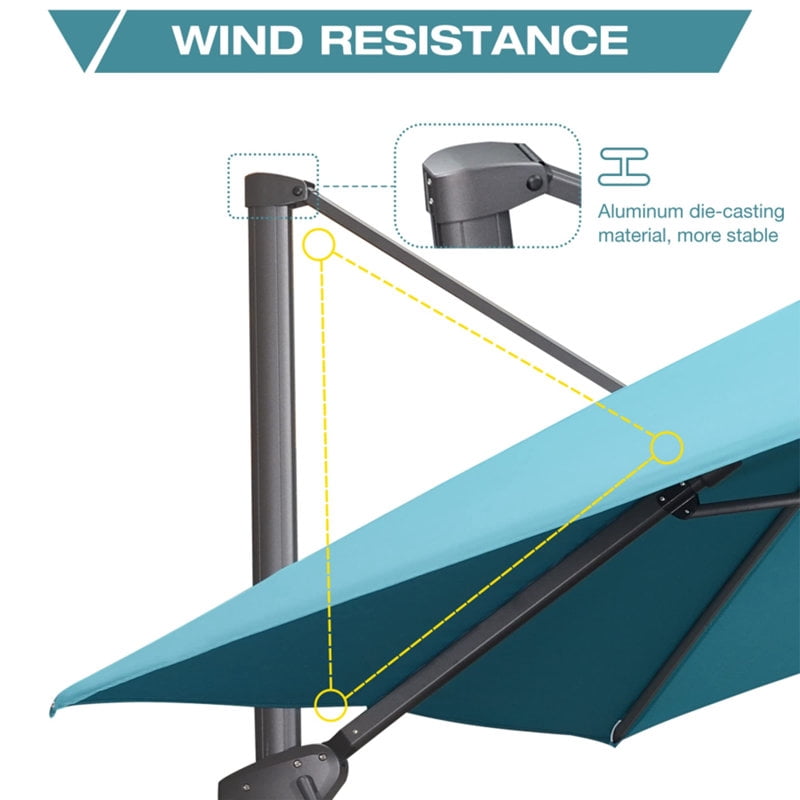 PURPLE LEAF OUTDOOR 10x13 FT Extra Large Rectangle Cantilever Umbrella with Base - 360° Rotating Heavy-Duty Aluminum Frame, Waterproof Graphite Grey Patio Sunshade for Oversized Pool Deck & Backyard