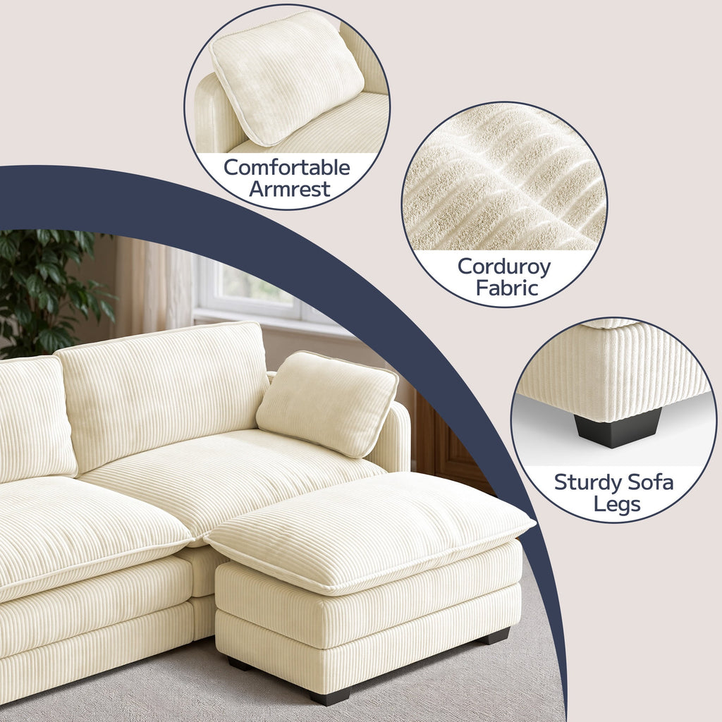 Asofer 31 Cloud Accent Sofa With Washable Cover, Single Corduroy Chair with Deep Seat Upholstered Cushion for Apartment,Dark gray