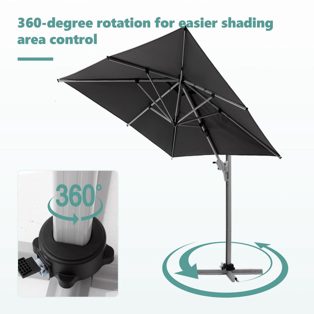 COSIEST 10FT Cream Double Top Cantilever Outdoor Umbrellas, Large Square Windproof Patio Umbrella for Garden, Deck, Pool