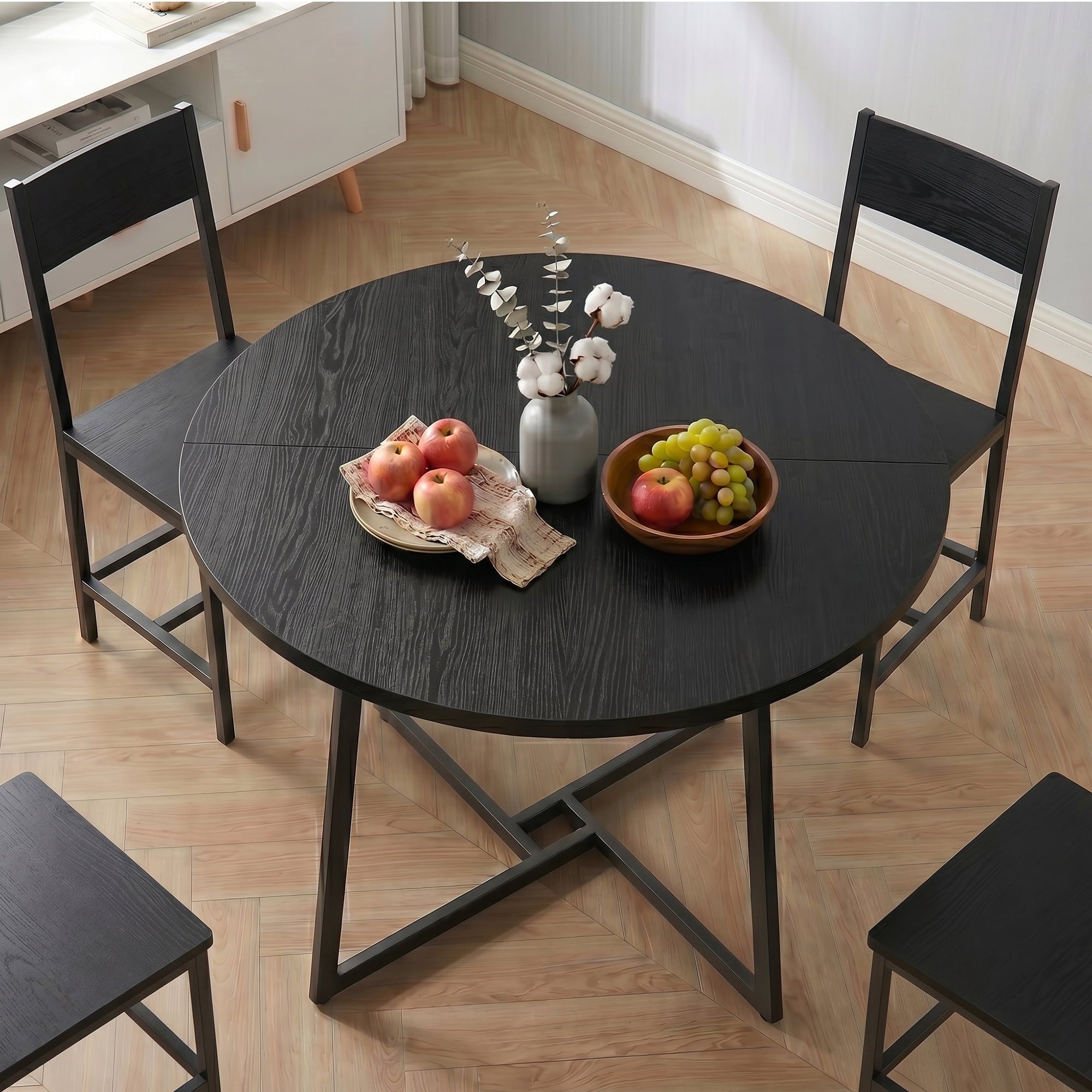 Gasee Dining Table, 43 Round Dining Table, Solid Wood Thickened Table Top Kitchen Dining Table,Dining Table for Dining Room, Home(Only Table),Rustic Brown