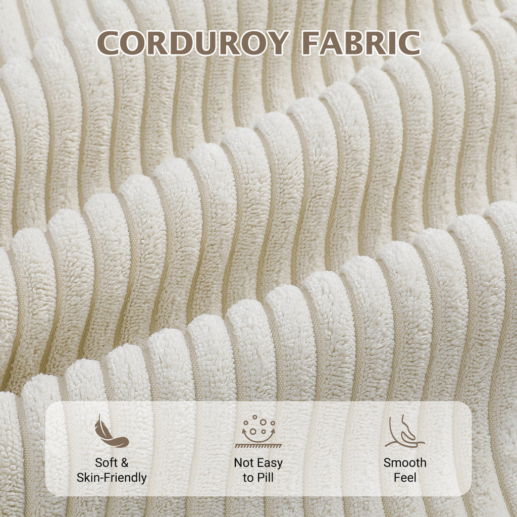 87 Corduroy Sofa,3 Seater Sofa with Extra Deep Seats,Neche Comfy Upholstered Couch for Living Room,2 Pillows,Green