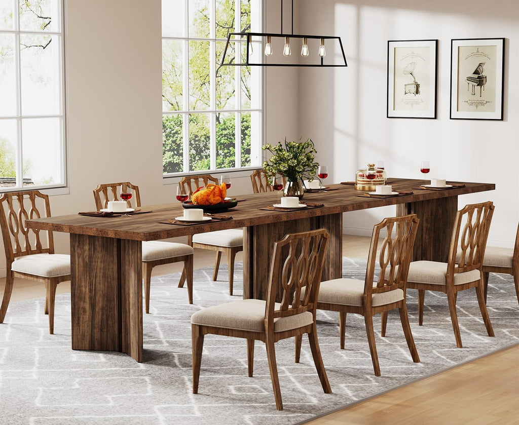 Tribesigns 63 Dining Room Table for 4-6, Wood Rustic Dinner Table for Kitchen, Dark Brown