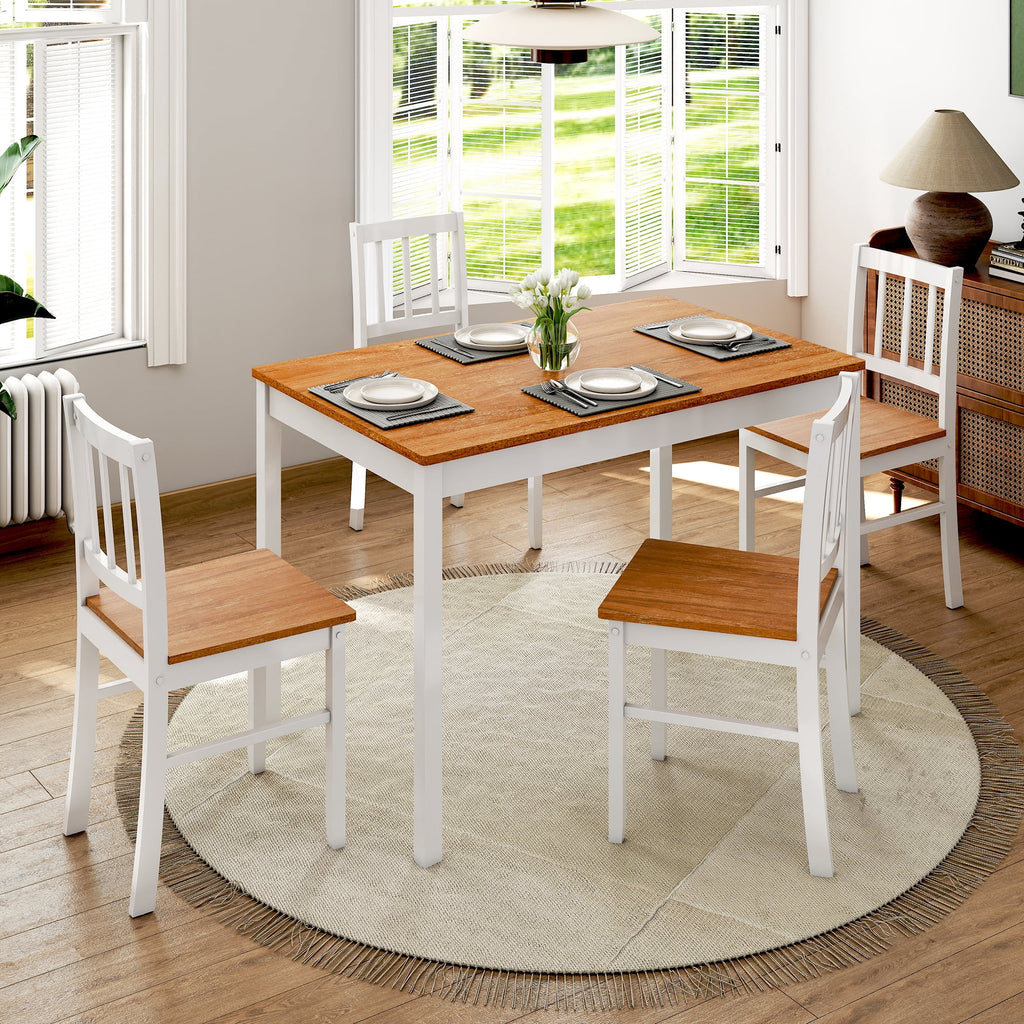 Joywind 5-Piece Solid Wood Dining Set – Rectangular Dining Table with 4 Chairs, Modern Grey Design for Kitchen, Dining Room & Restaurant