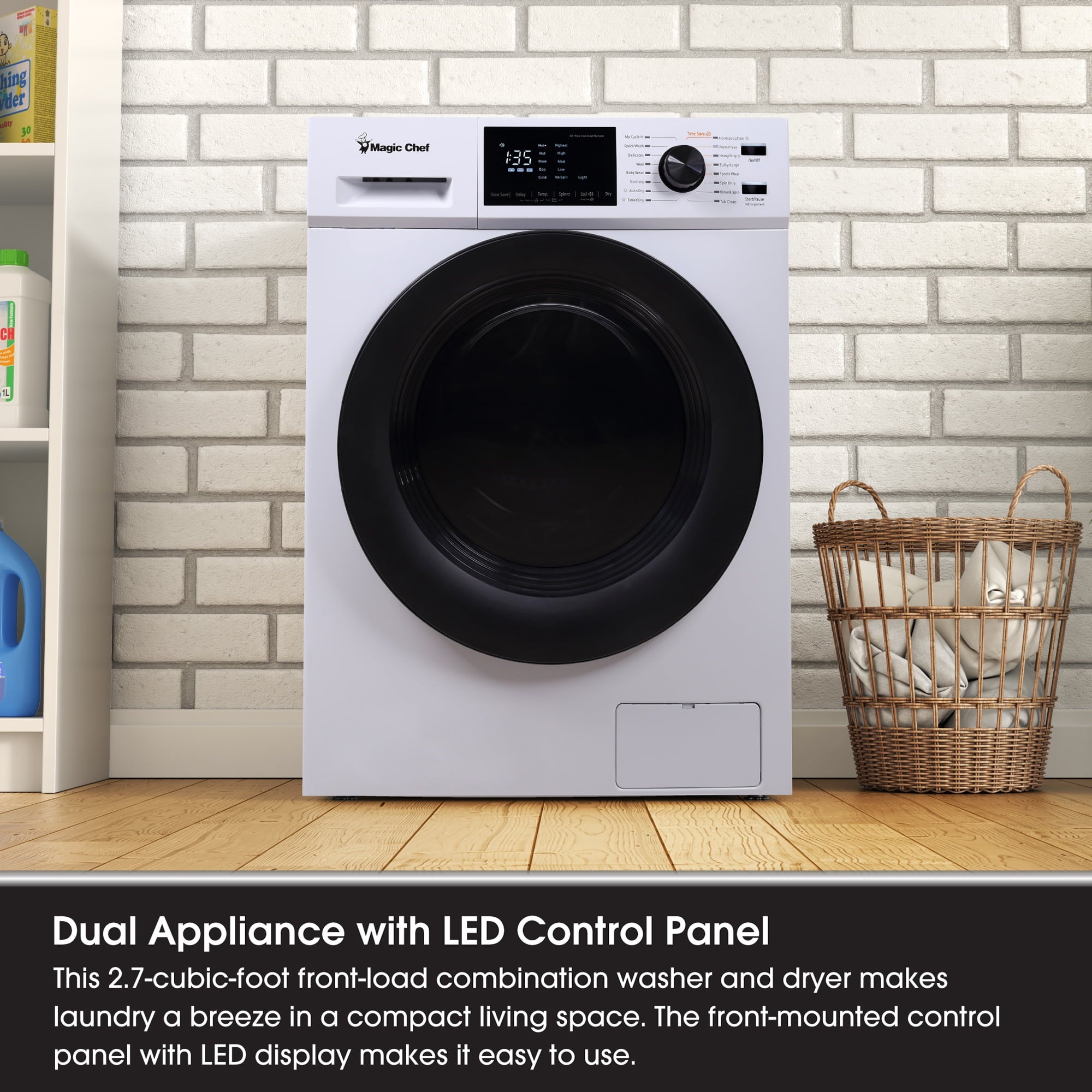 Magic Chef 2.7 cu ft Washer Dryer Combo, White