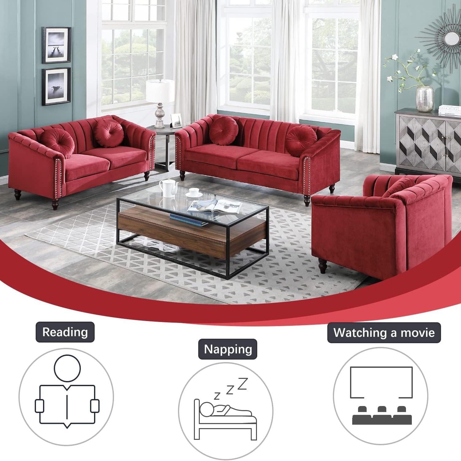 Gewnee 86.6 Modern Sofa Couch,Teddy Velvet 3 Seaters Comfy Couch with Deep Seat for Living Room,2 Pillows,Beige