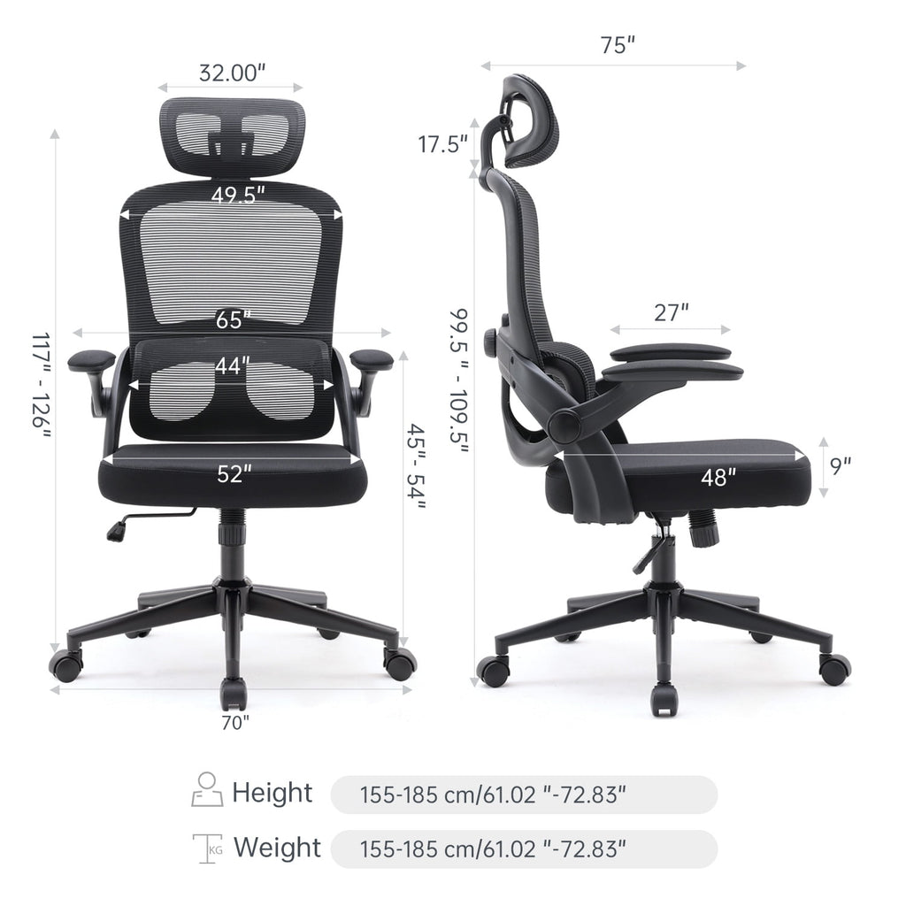 Sihoo Ergonomic Office Chair with Adjustable Lumbar Support, Mesh Backrest, 3D Armrests, 2D Headrest, Tall Seat, Recline