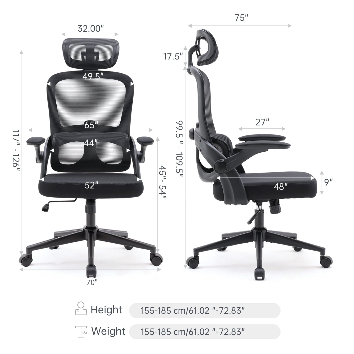 Sihoo Ergonomic Office Chair with Adjustable Lumbar Support, Mesh Backrest, 3D Armrests, 2D Headrest, Tall Seat, Recline