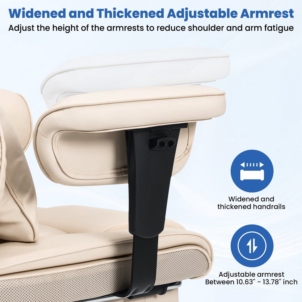 Hoffree Big and Tall Fabric Office Chair 450lbs, Executive Desk Chair with Massage Ergonomic  Computer Chair with Footrest Reclining Desk Office Chair with Lumbar Support for Home Office