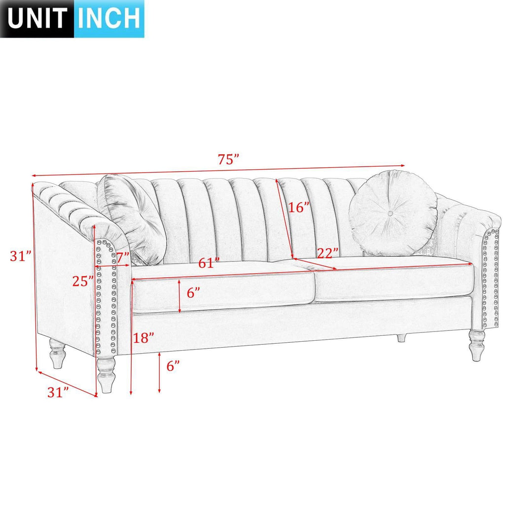 Gewnee 86.6 Modern Sofa Couch,Teddy Velvet 3 Seaters Comfy Couch with Deep Seat for Living Room,2 Pillows,Beige