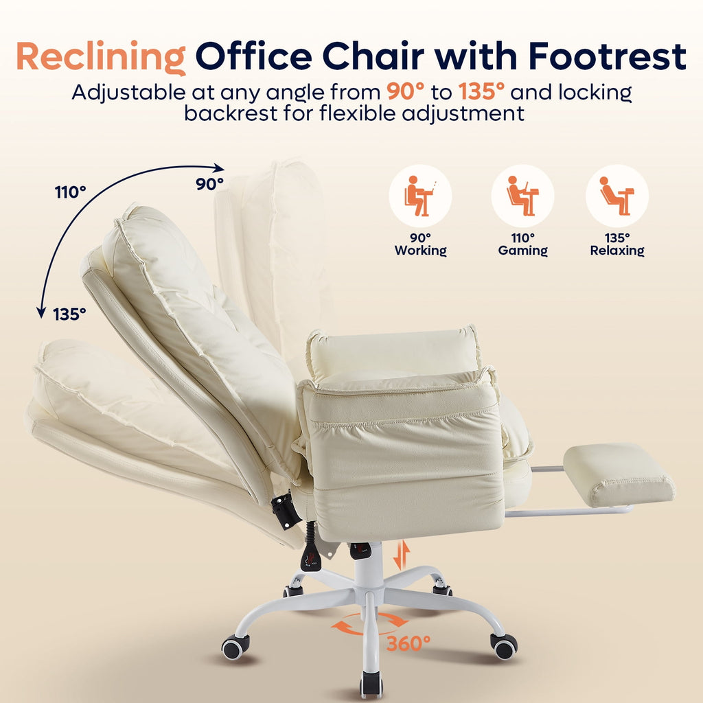 Bestier Big and Tall Executive Office Chair with Flip-up Arms for Adult, Wide Seat Ergonomic Computer Desk Chair,High Back Velvet Comfy Cross-Legged Office Chair with Footrest and Side Pockets, Black