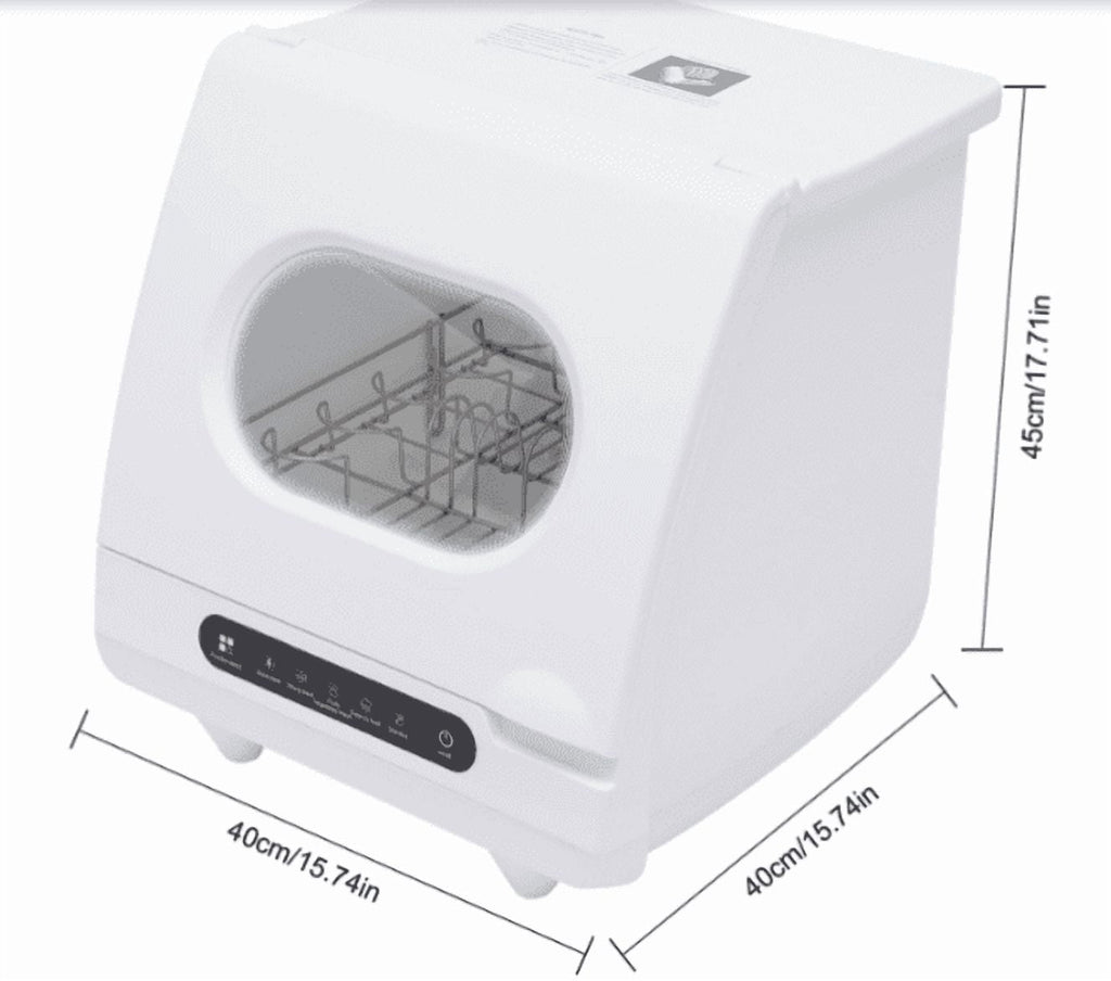 FOGGBET 110V 1200W Portable Countertop Dishwasher with 12 Water Outlets and 360° Rotation Flushing & Hose Connection 3-in-1 Function,15.74*15.74*17.71in,with 5L Water Tank,  for Homes, Apartments