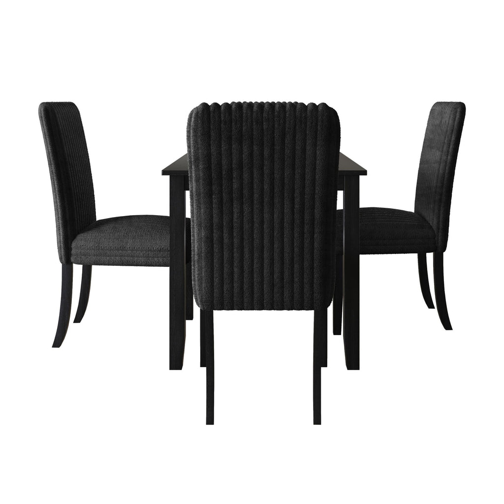 Home Design Guymon 5-Piece Dining Set with 1 Rectangular Table and 4 Slat-Back Cushioned Chairs, Black/Light Beige, Modern Style, Space-Saving
