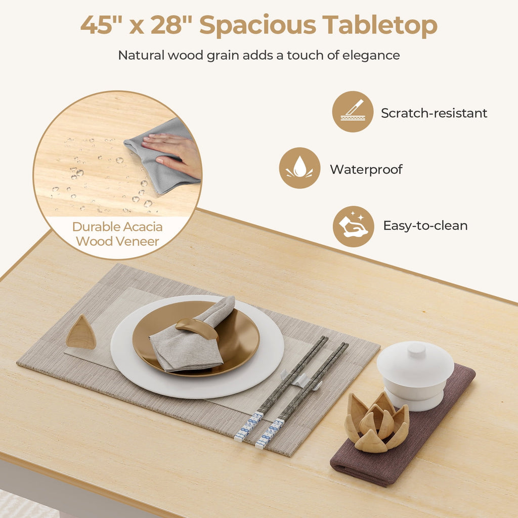 Costway 5-Piece Dining Set Solid Wood Kitchen Furniture with Rectangular Table & 4 Chairs
